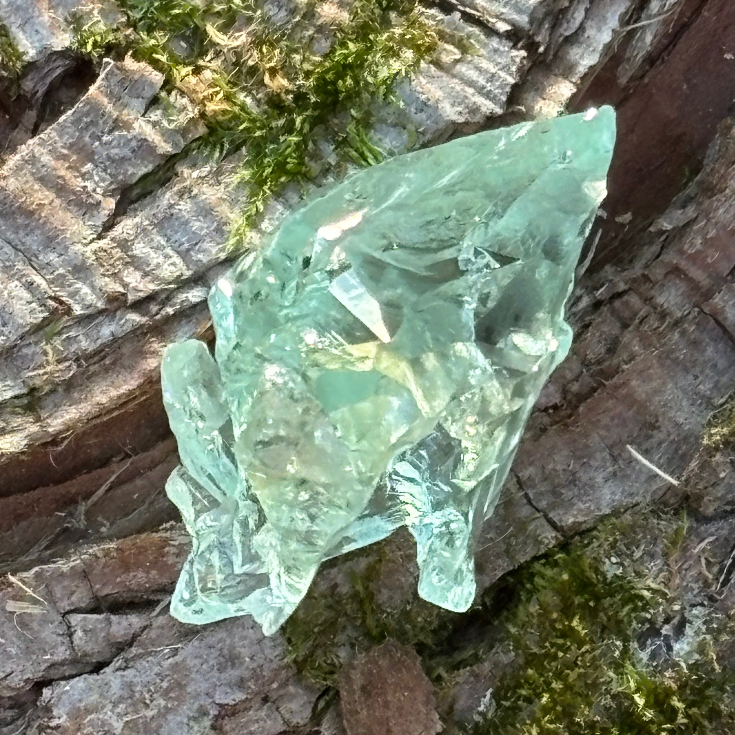 Etched Aquamarine Gem Crystal - 045