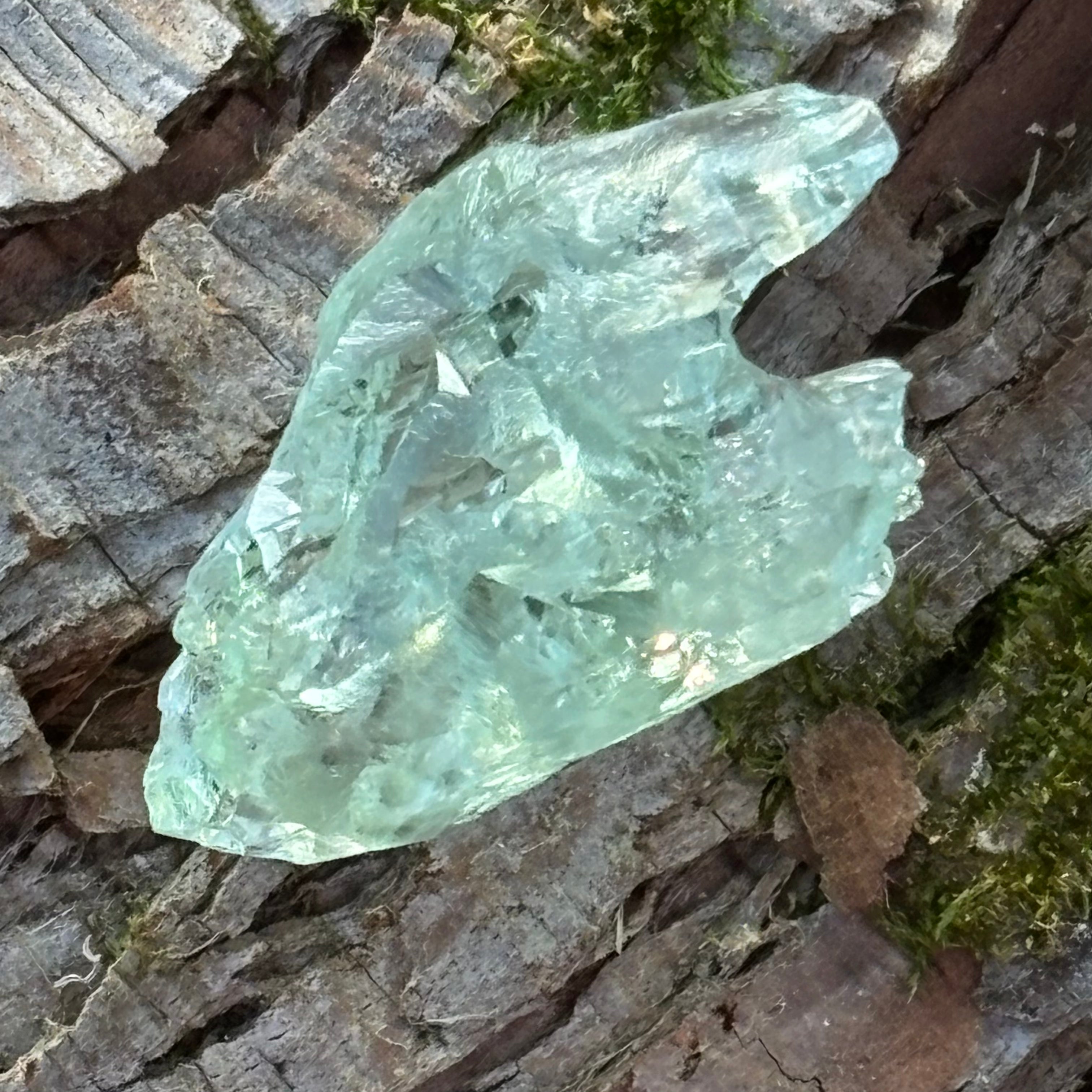 Etched Aquamarine Gem Crystal - 047
