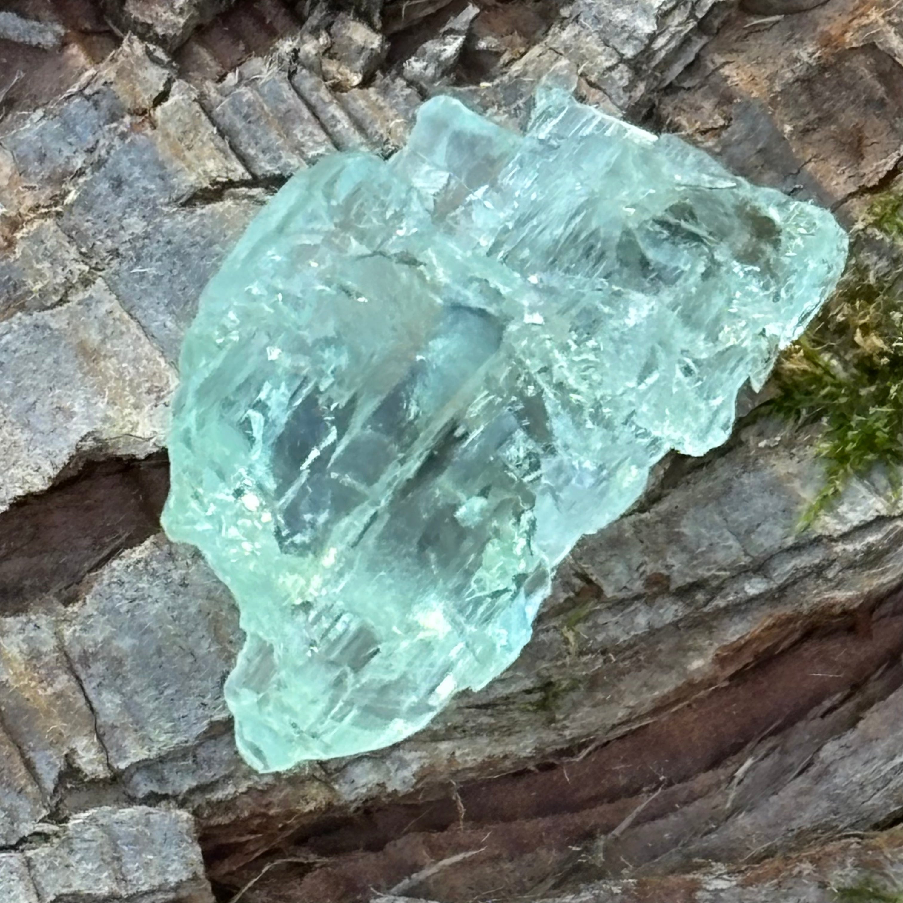 Etched Aquamarine Gem Crystal - 049