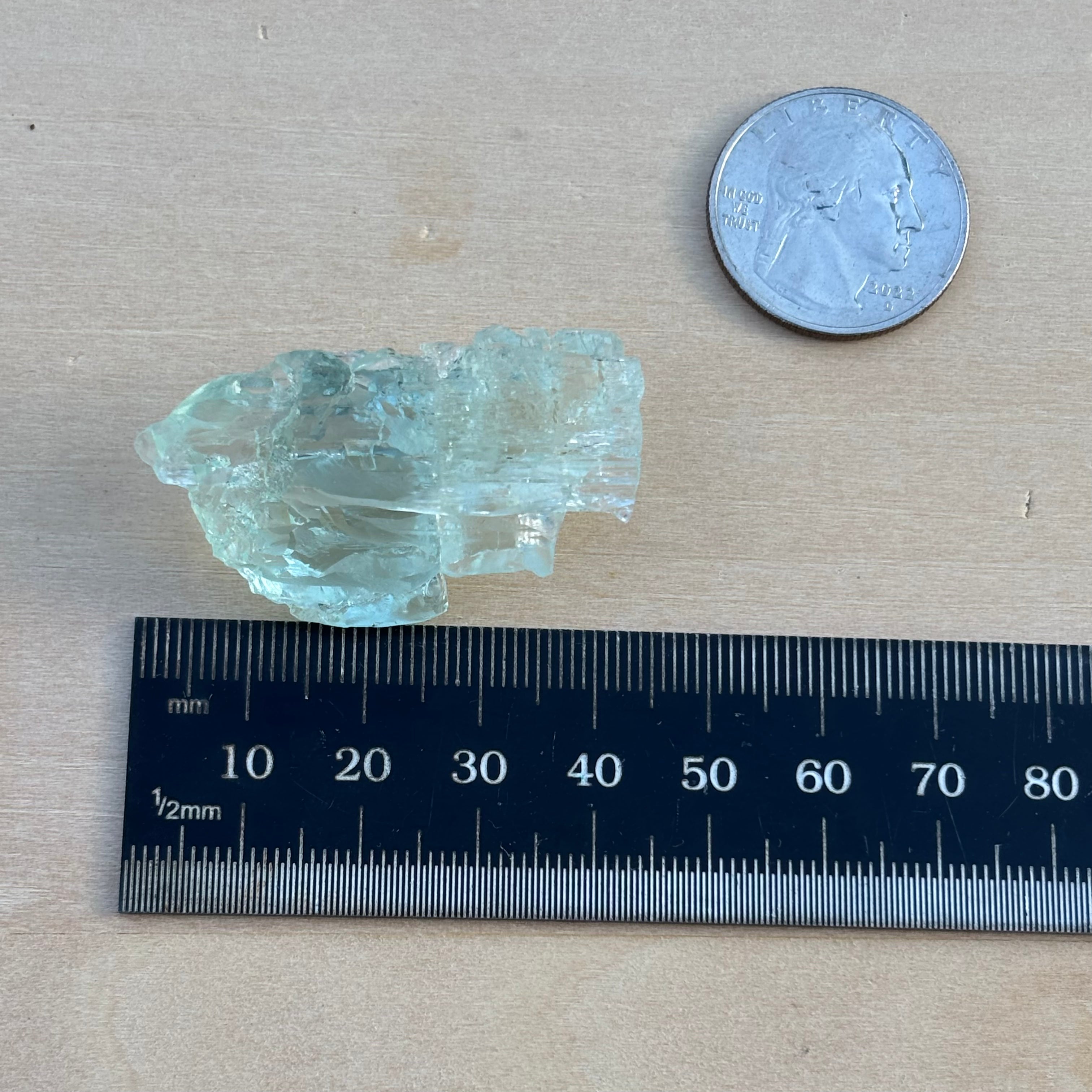 Etched Aquamarine Gem Crystal - 049