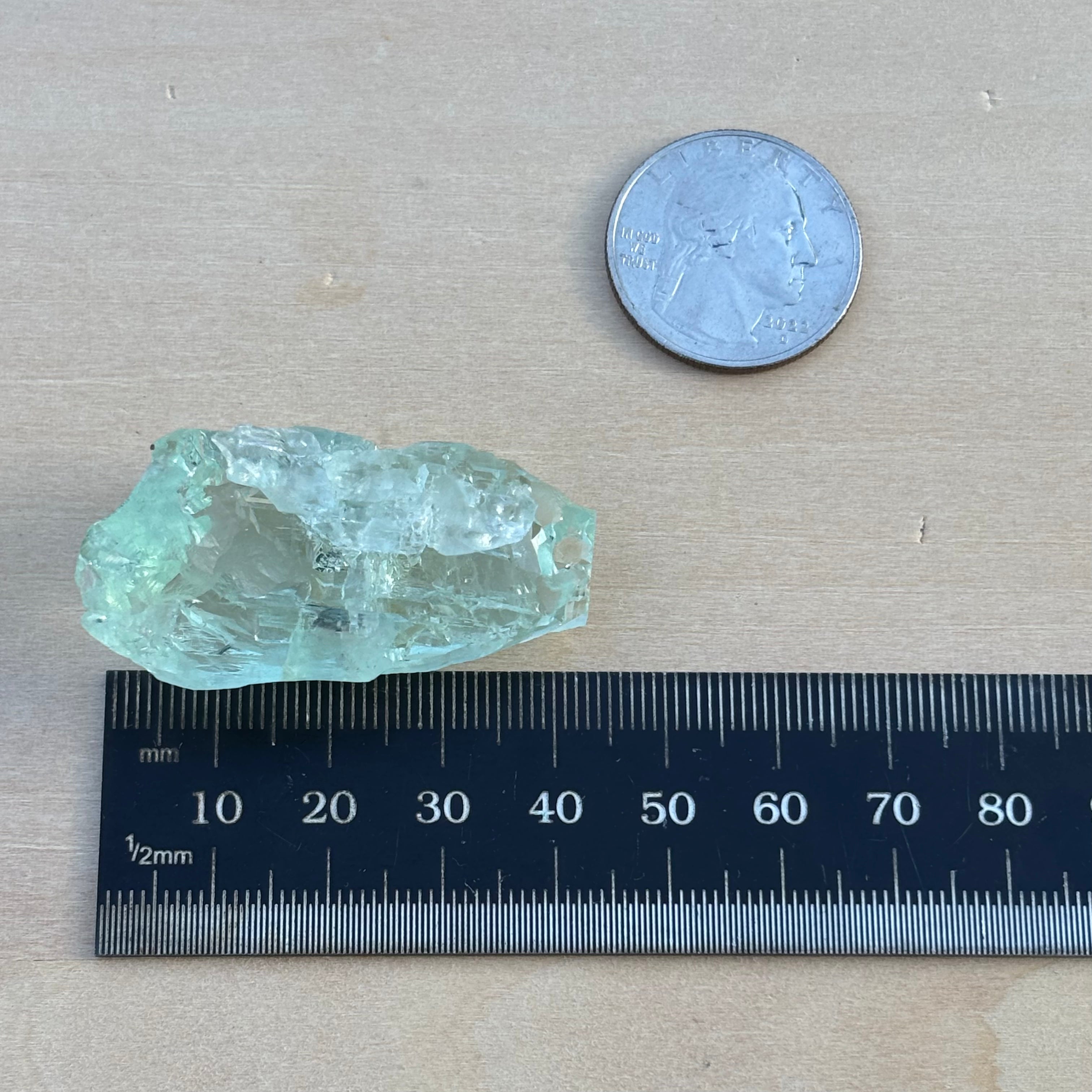 Etched Aquamarine Gem Crystal - 050