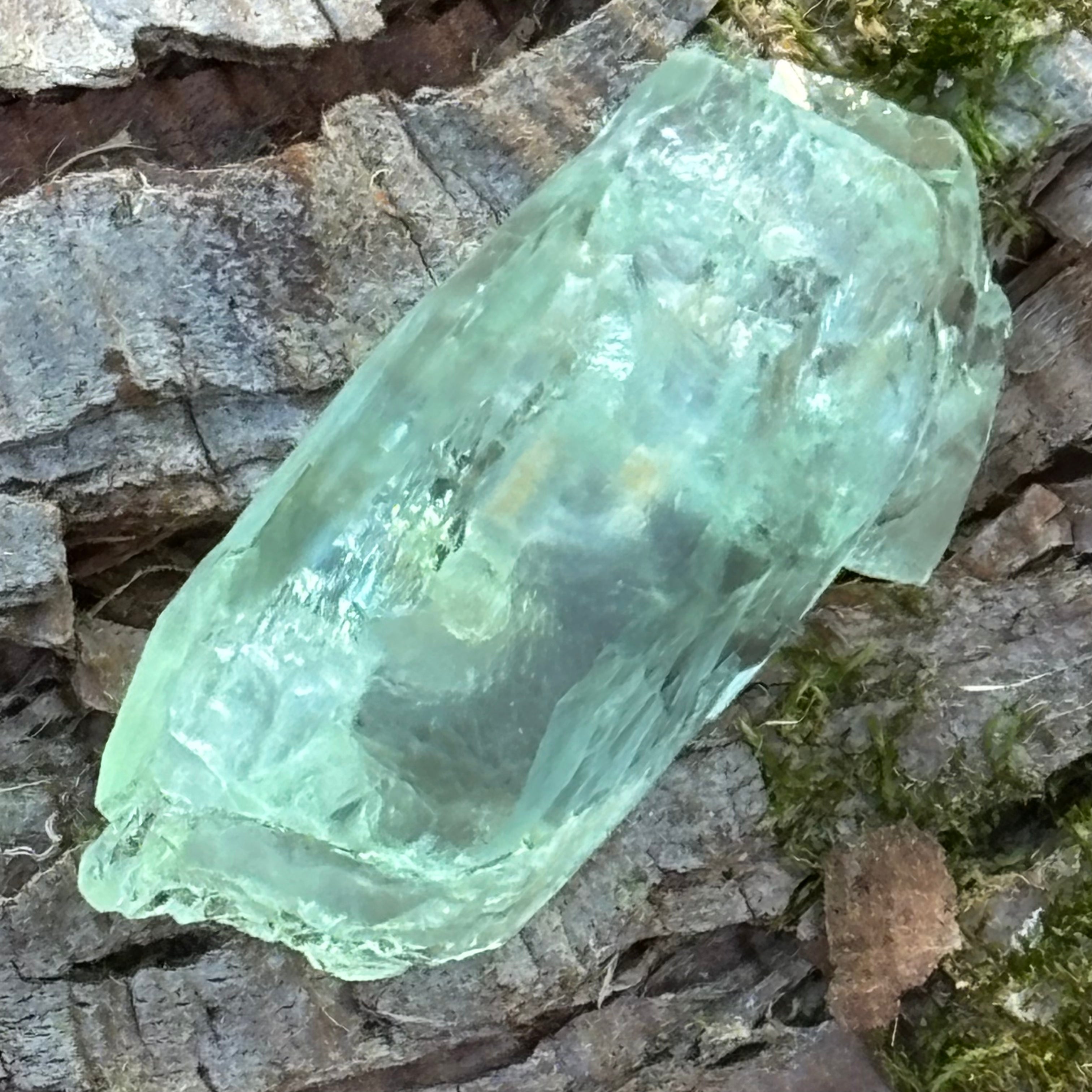 Etched Aquamarine Gem Crystal - 010