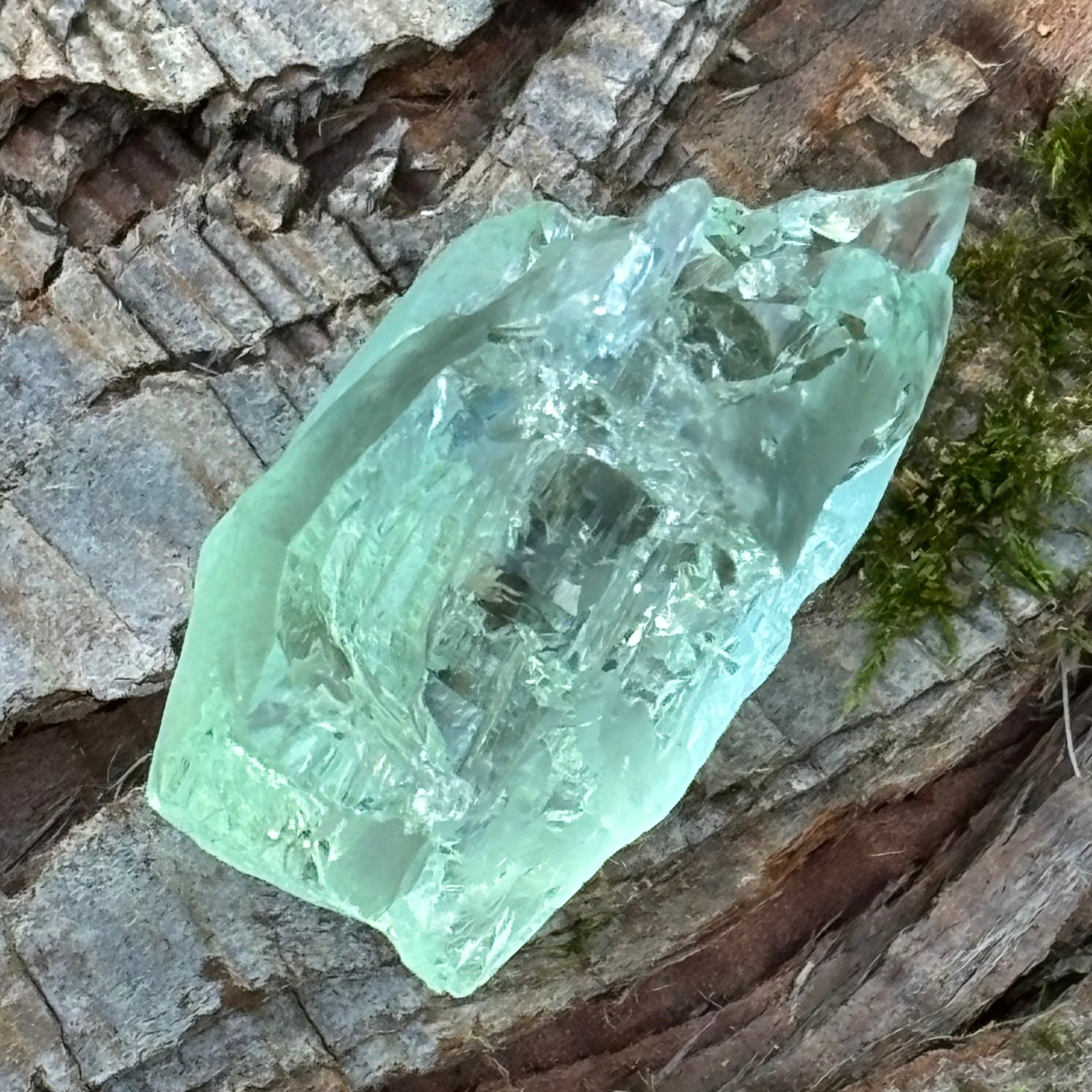 Etched Aquamarine Gem Crystal - 012