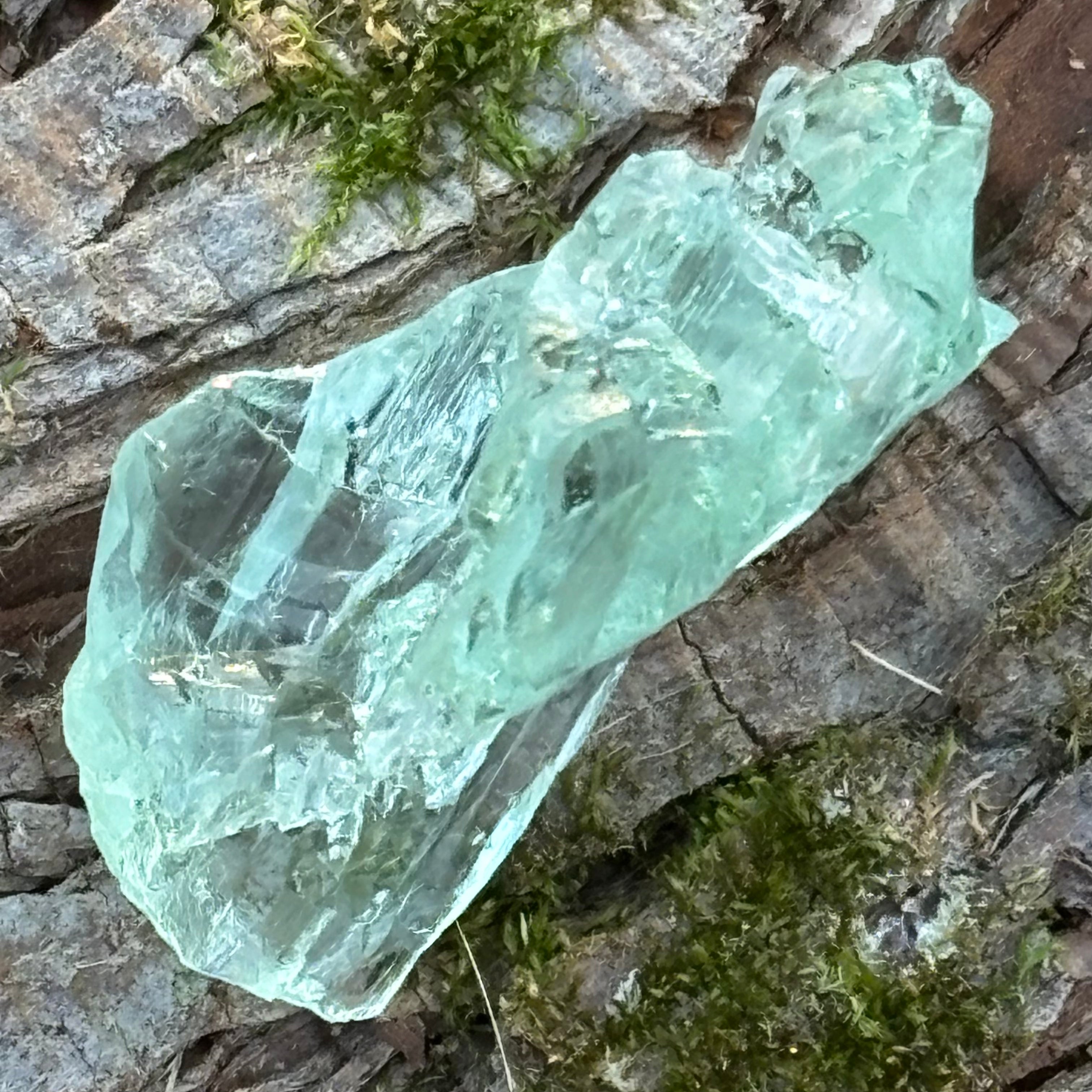 Etched Aquamarine Gem Crystal - 014