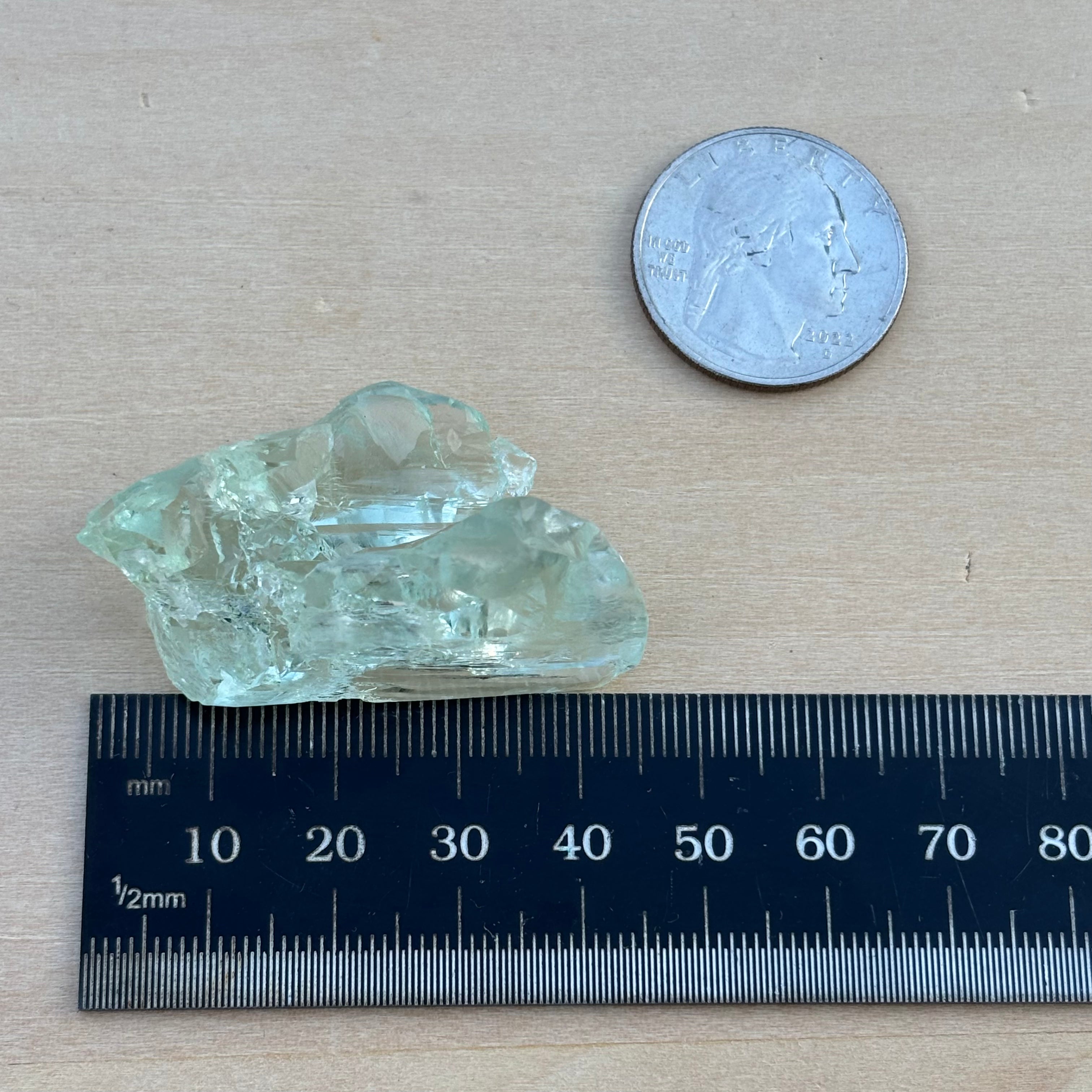 Etched Aquamarine Gem Crystal - 014