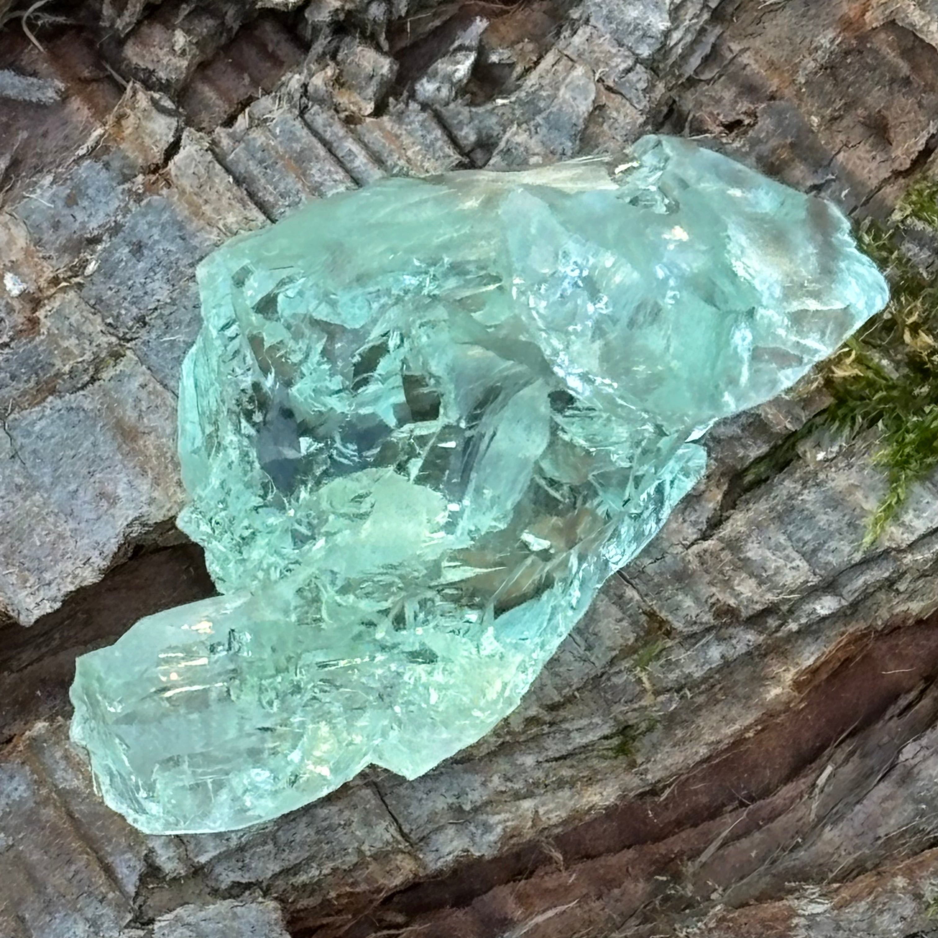 Etched Aquamarine Gem Crystal - 015