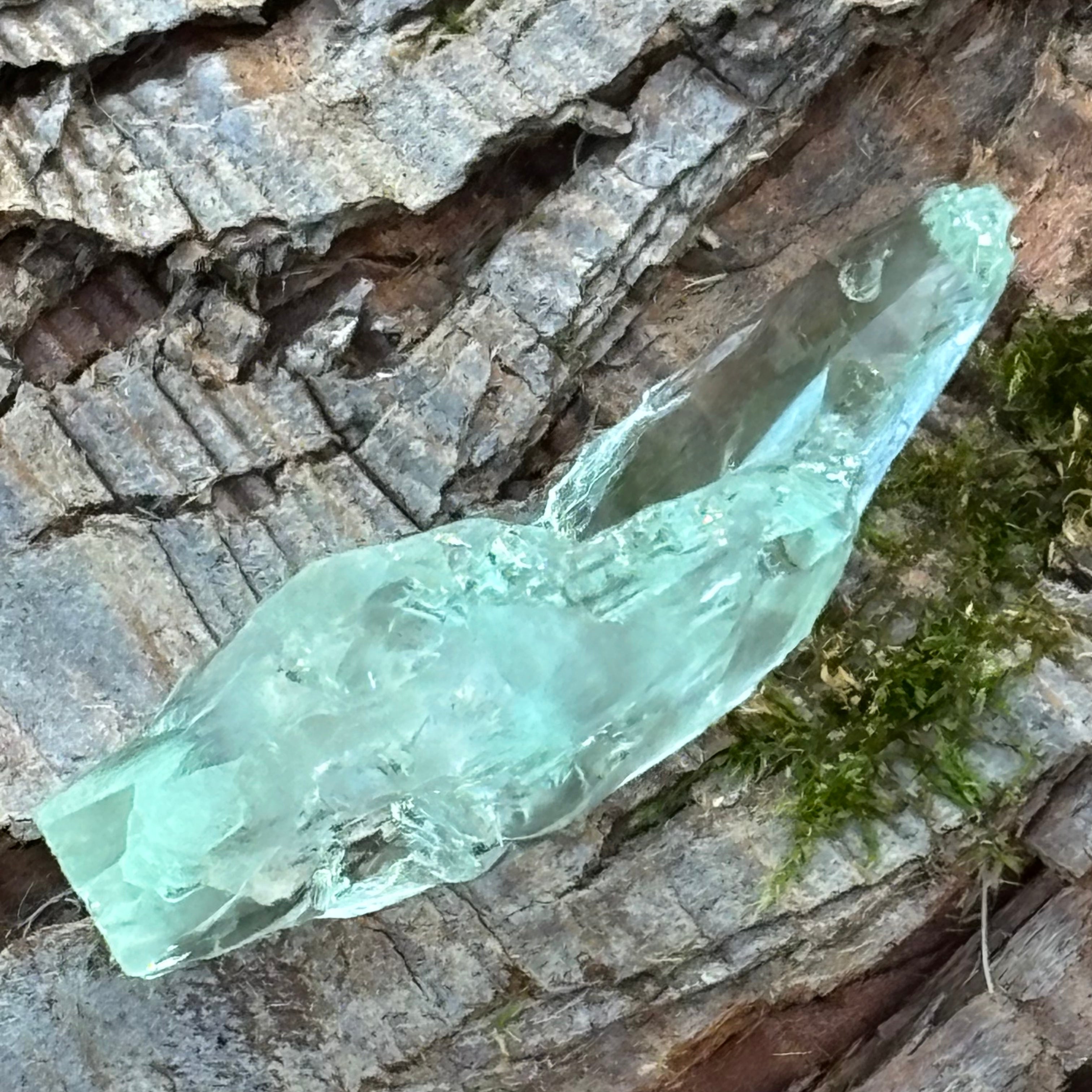 Etched Aquamarine Gem Crystal - 016
