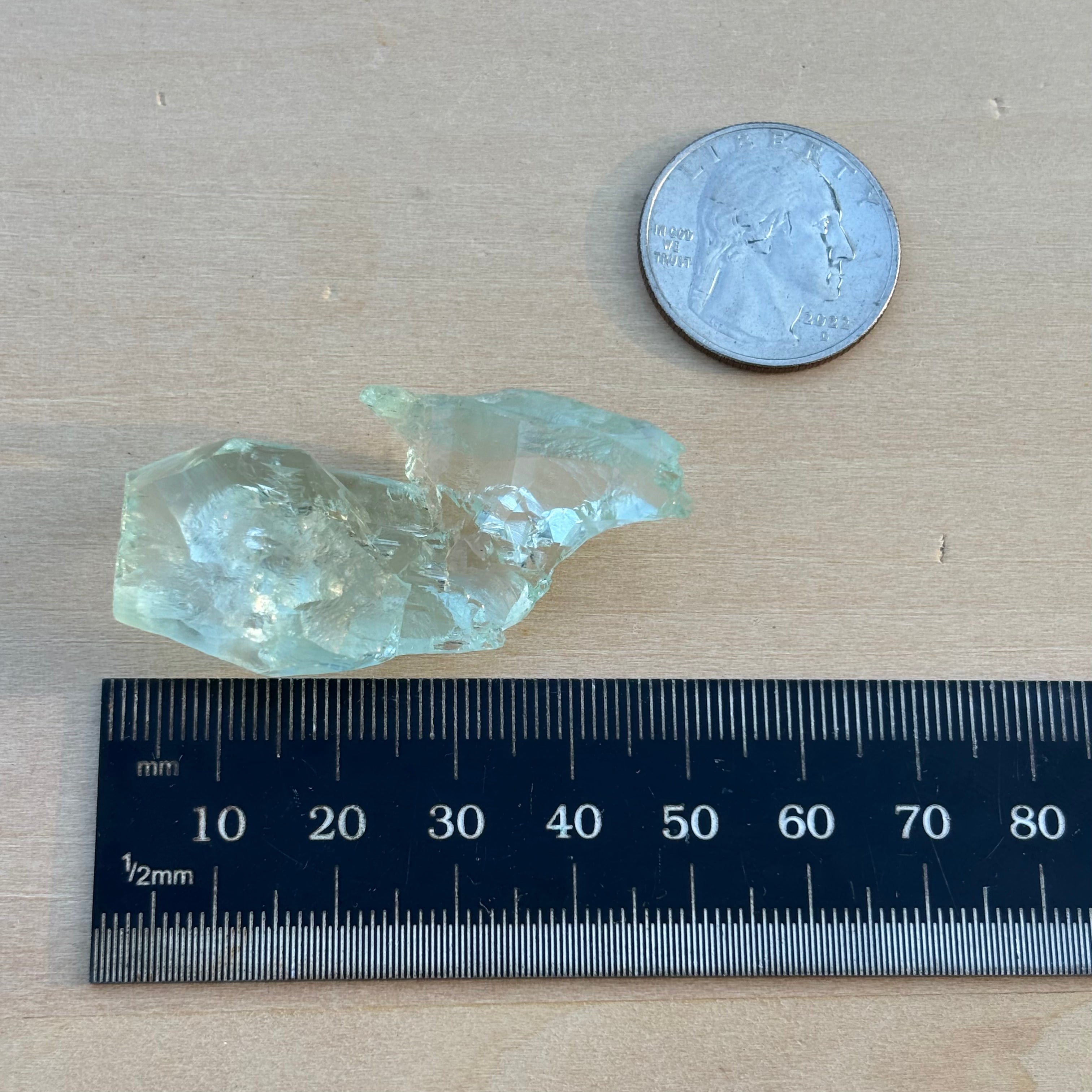 Etched Aquamarine Gem Crystal - 016