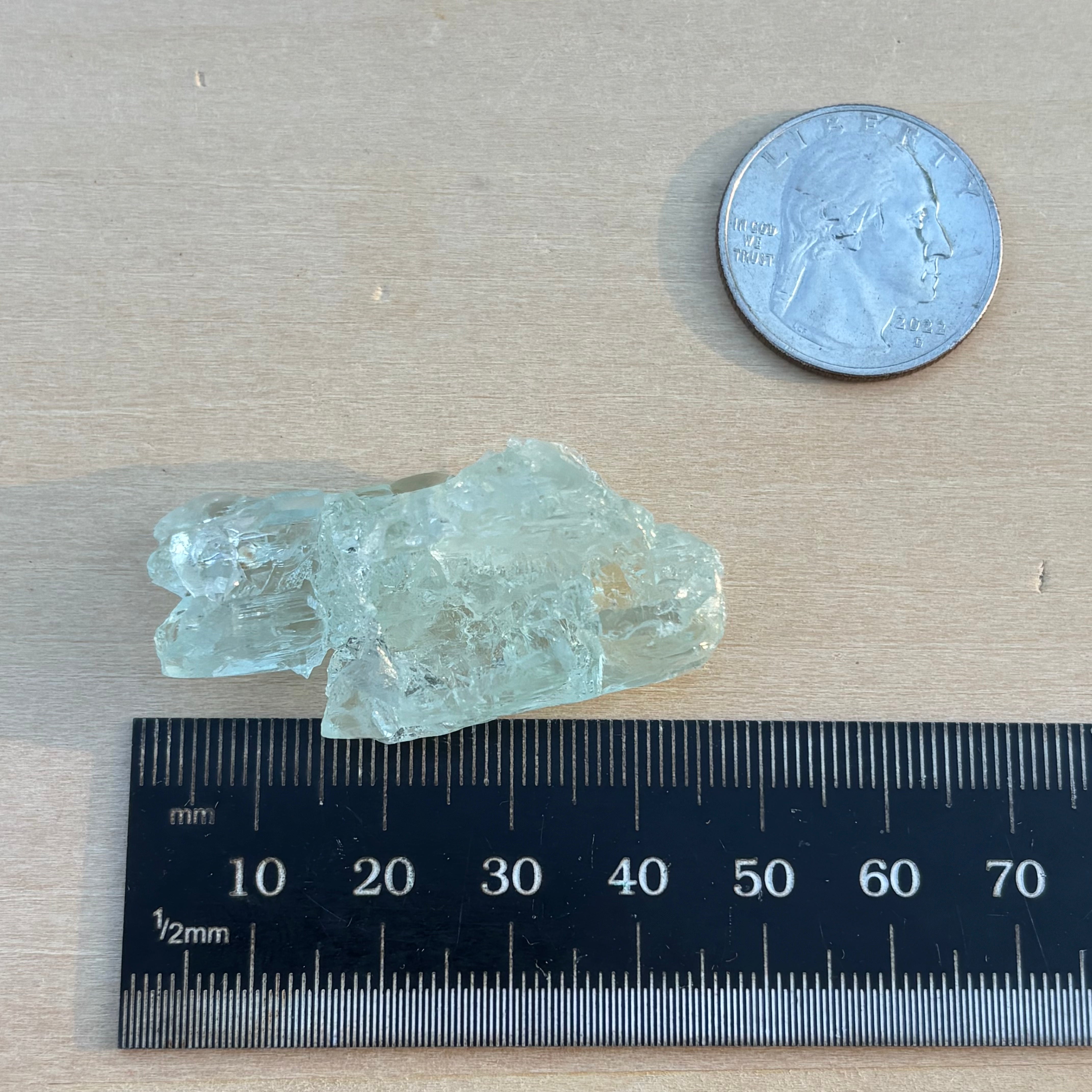 Etched Aquamarine Gem Crystal - 017