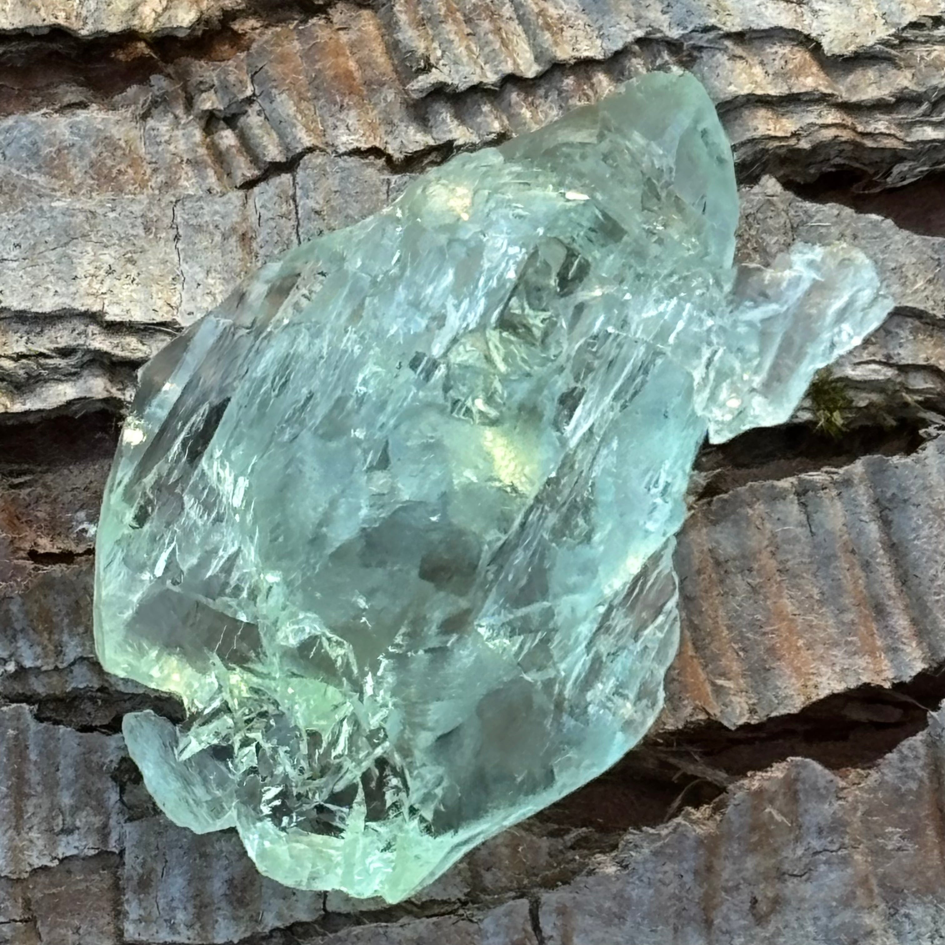 Etched Aquamarine Gem Crystal - 022