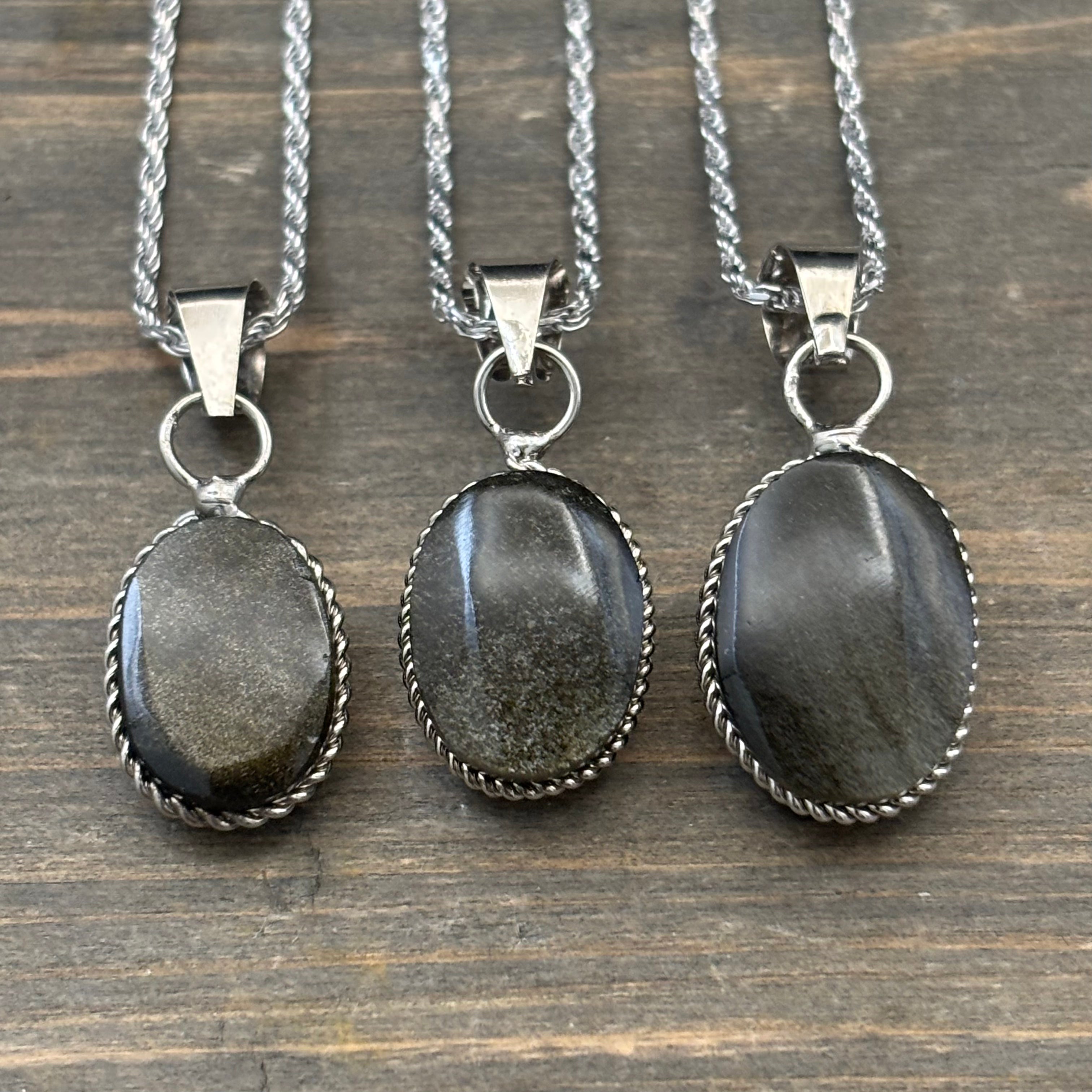Gold Sheen Obsidian Necklace