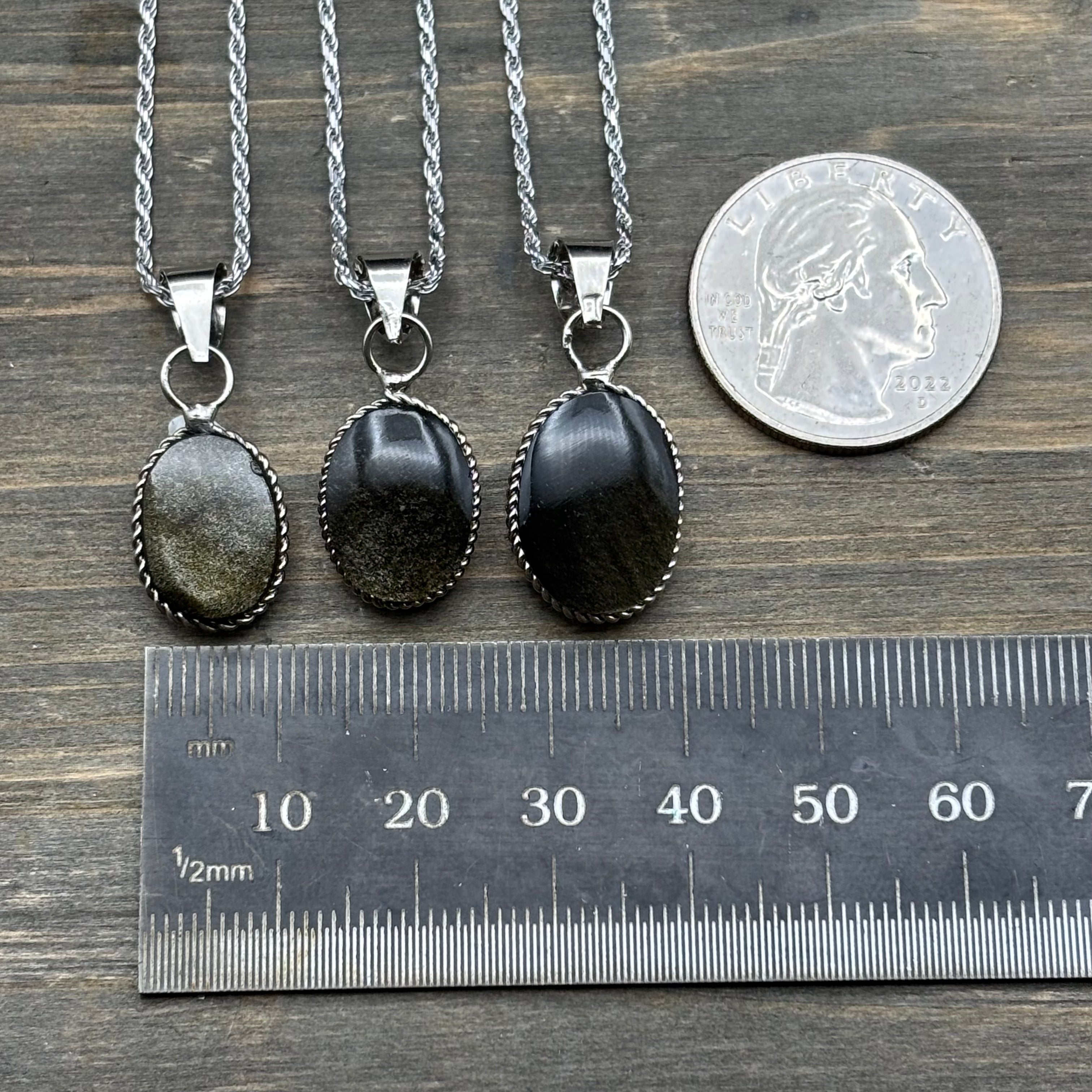 Gold Sheen Obsidian Necklace