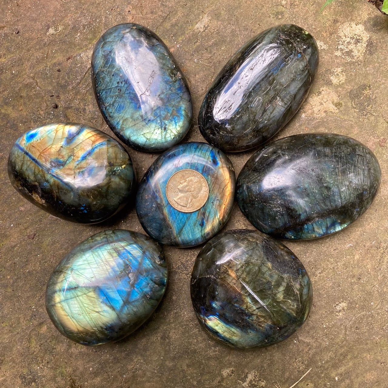Labradorite Palm Stone Pair