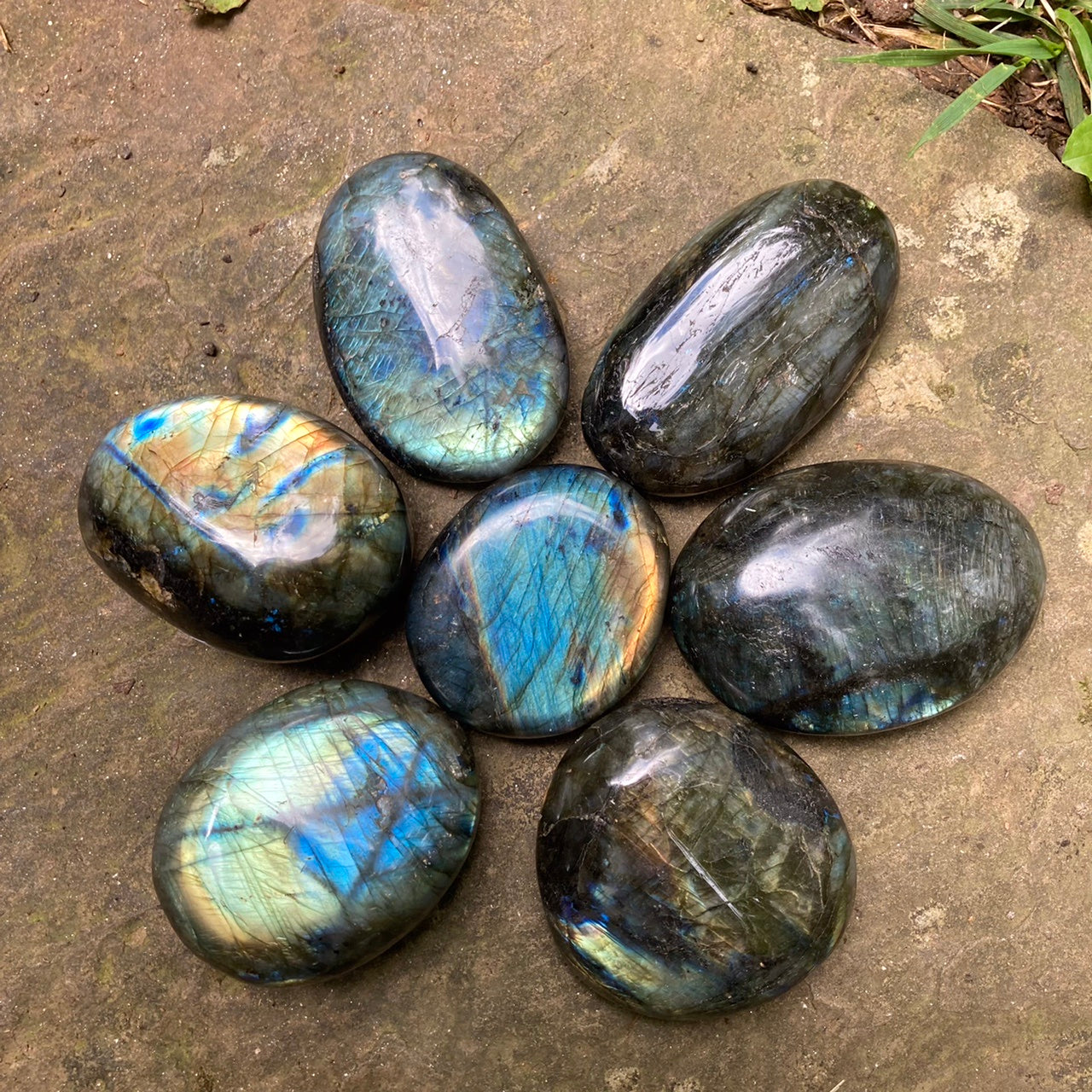 Labradorite Palm Stone Pair