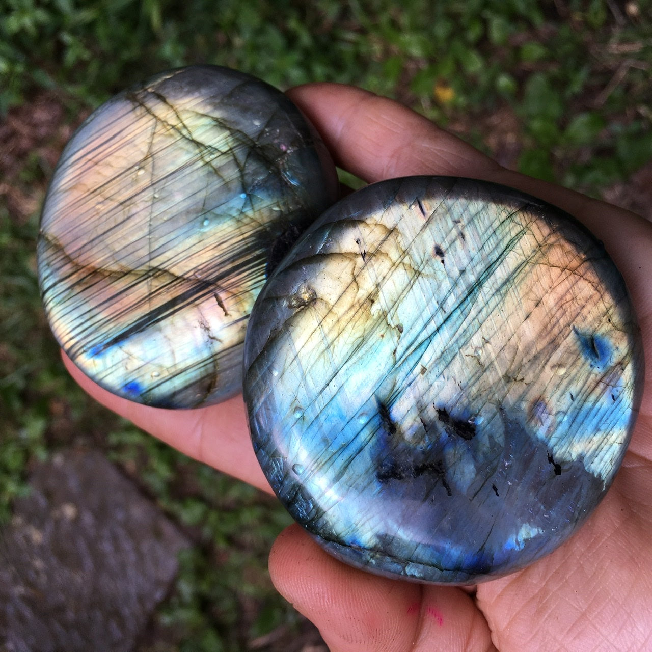 Labradorite Palm Stone Pair