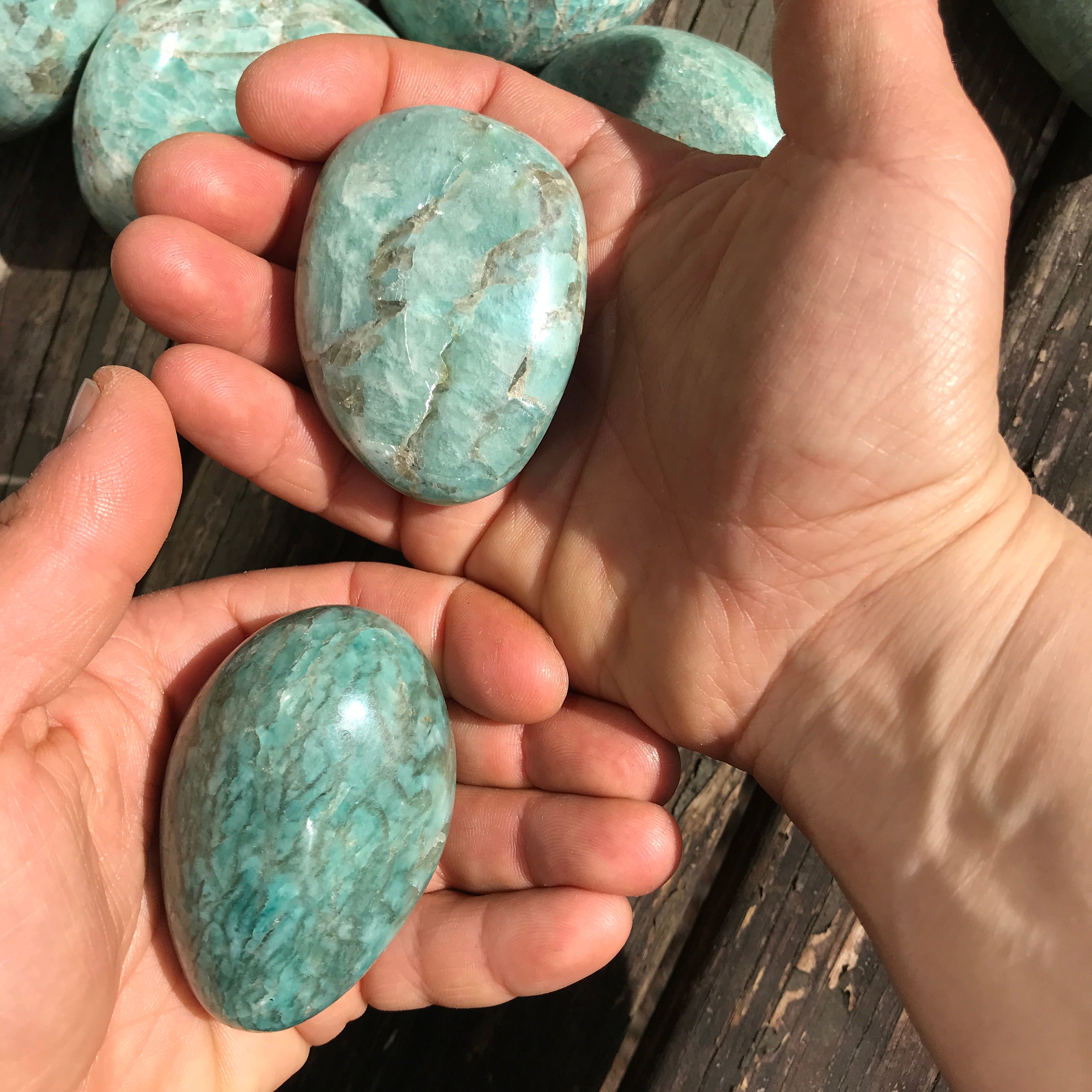 Amazonite Palm Stone Pair