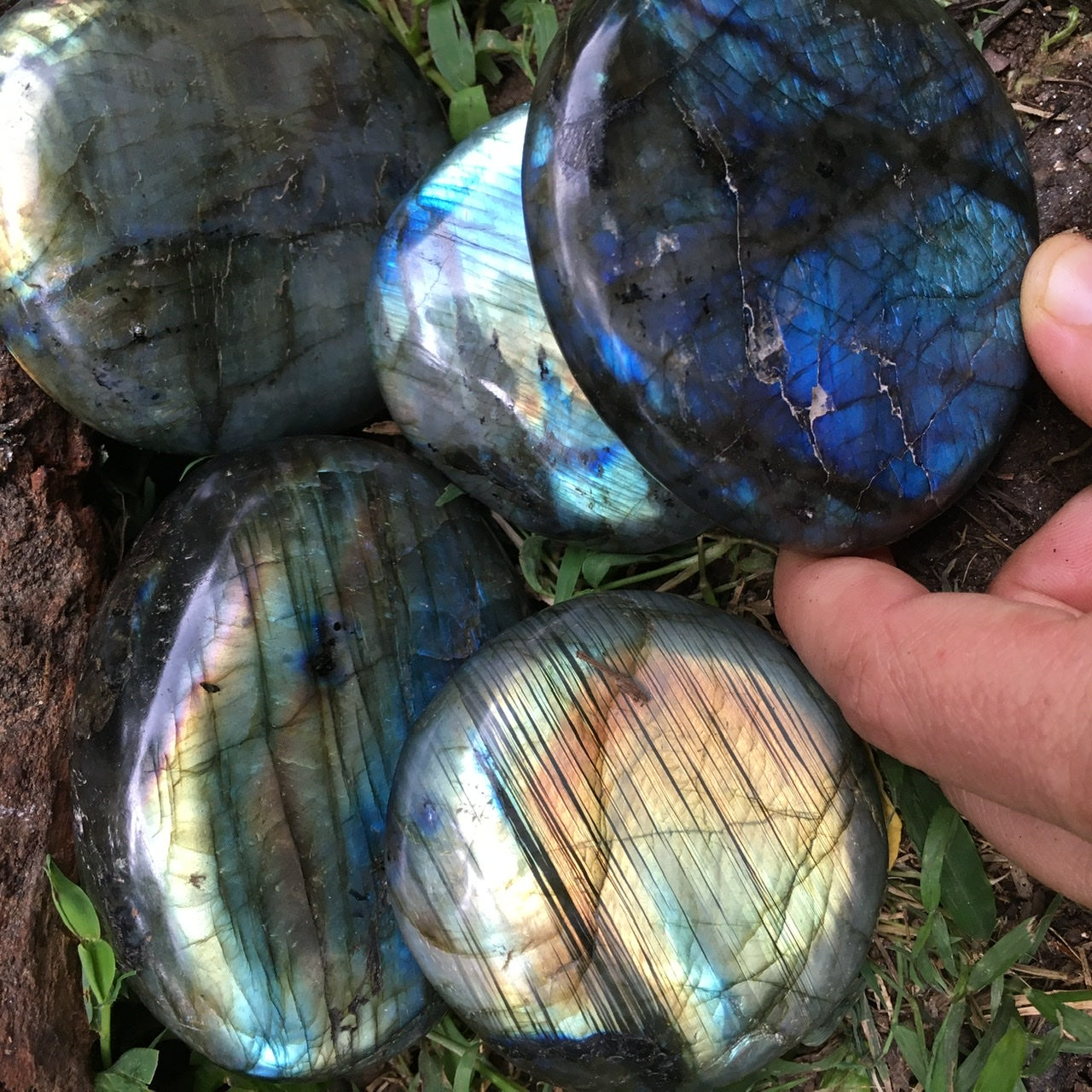 Labradorite Palm Stone Pair