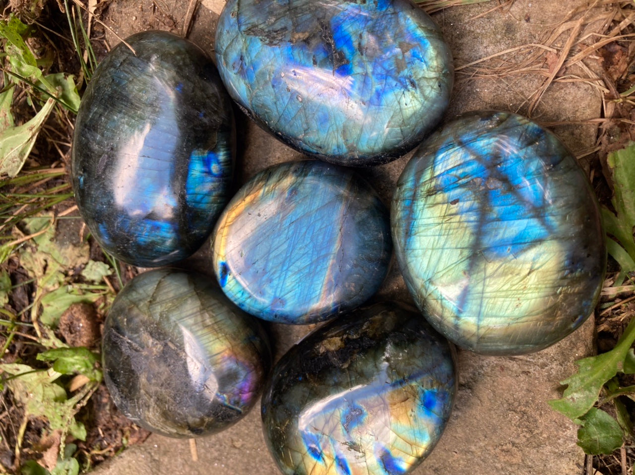 Labradorite Palm Stone Pair