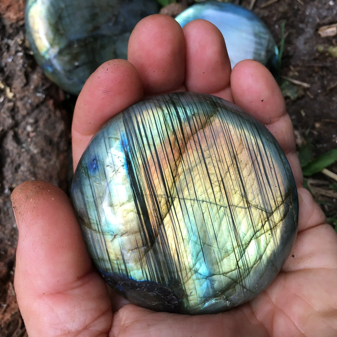 Labradorite Palm Stone Pair
