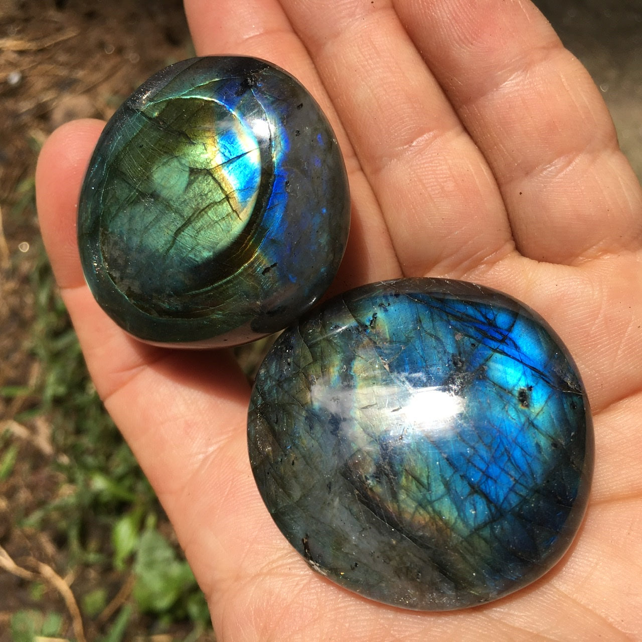 Labradorite Palm Stone Pair