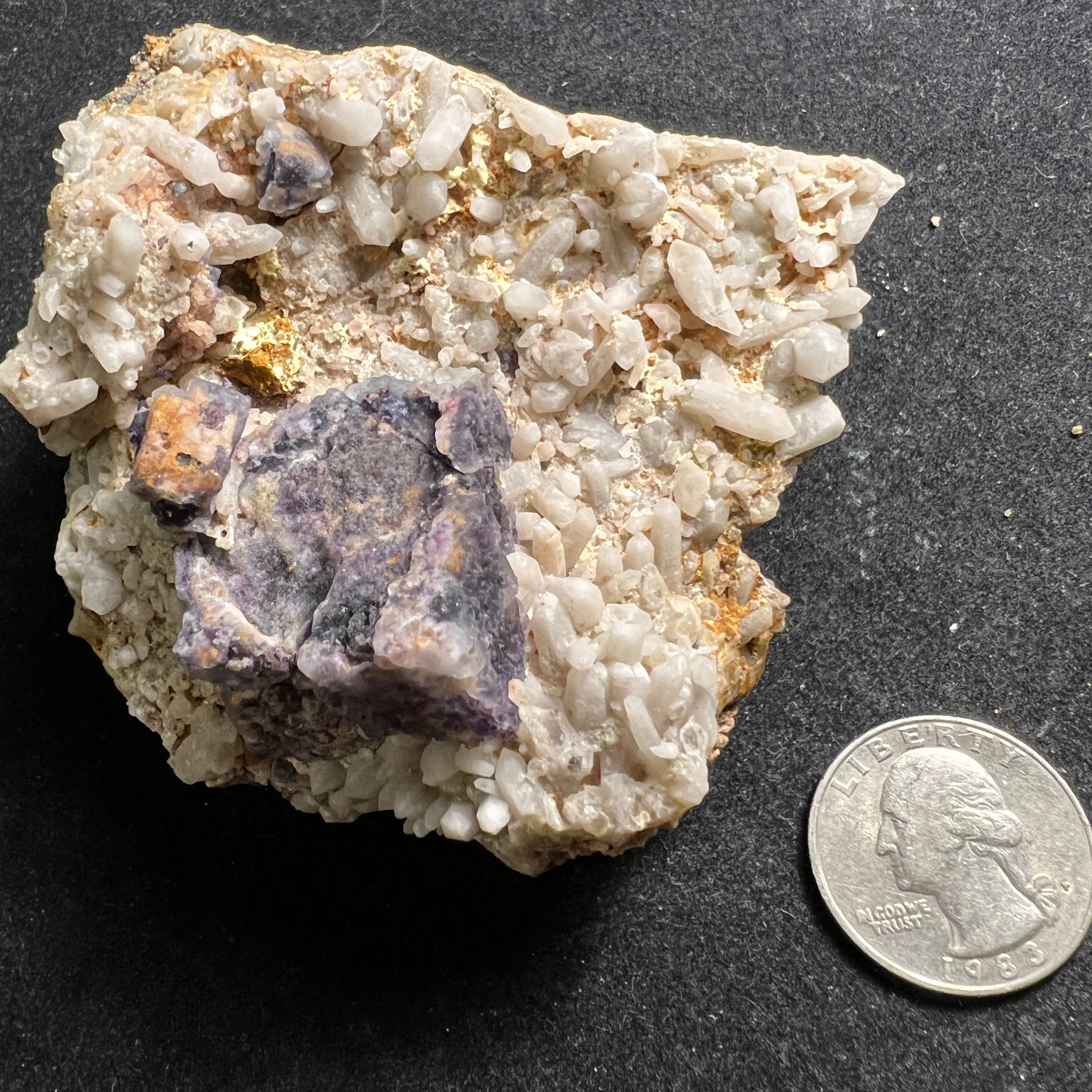 Fluorite with Milky Quartz Clusters - 111