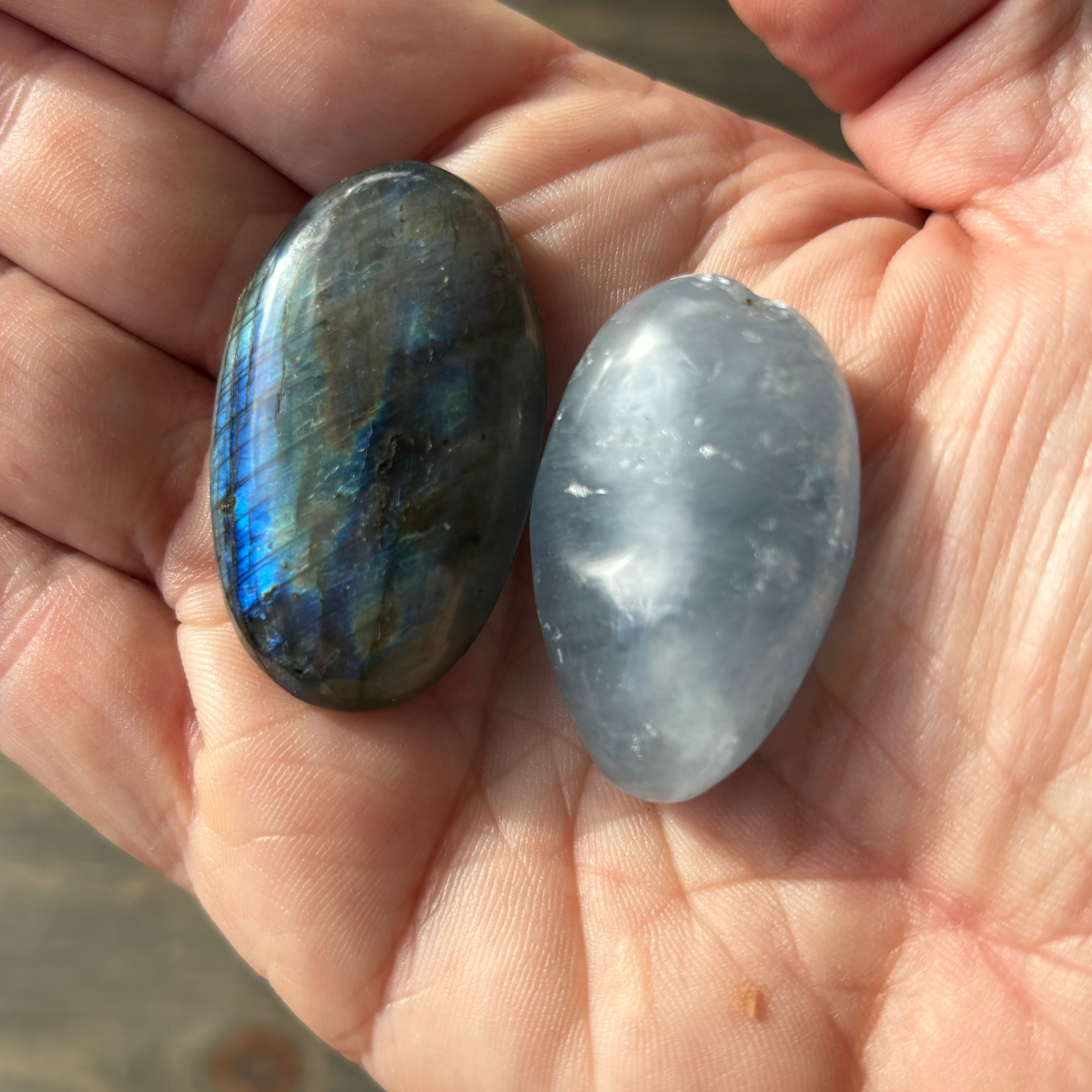 Labradorite and Celestite Heavenly Gate, Tian Men Polished Pair