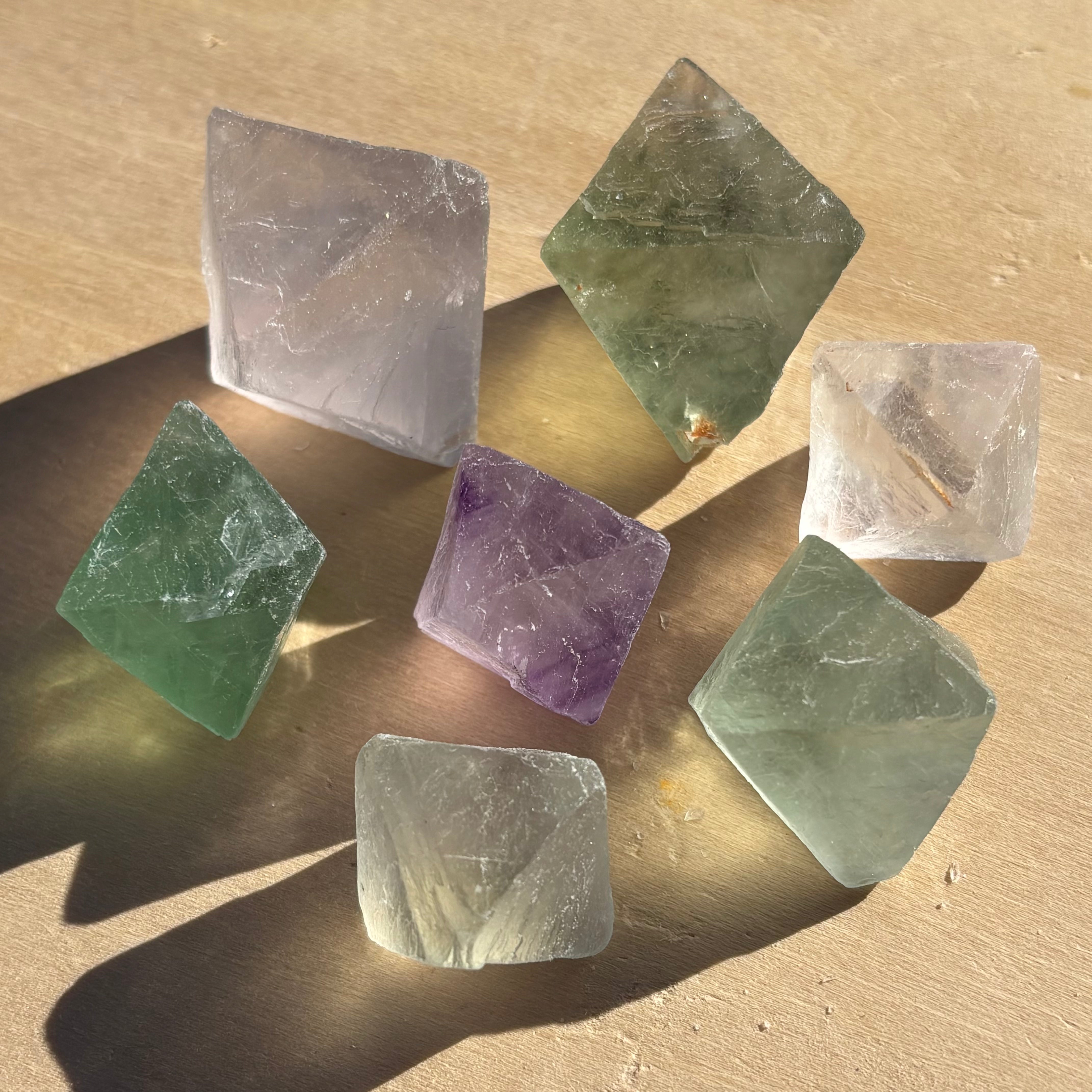 Multicolored Fluorite Crystals, Kit of 7