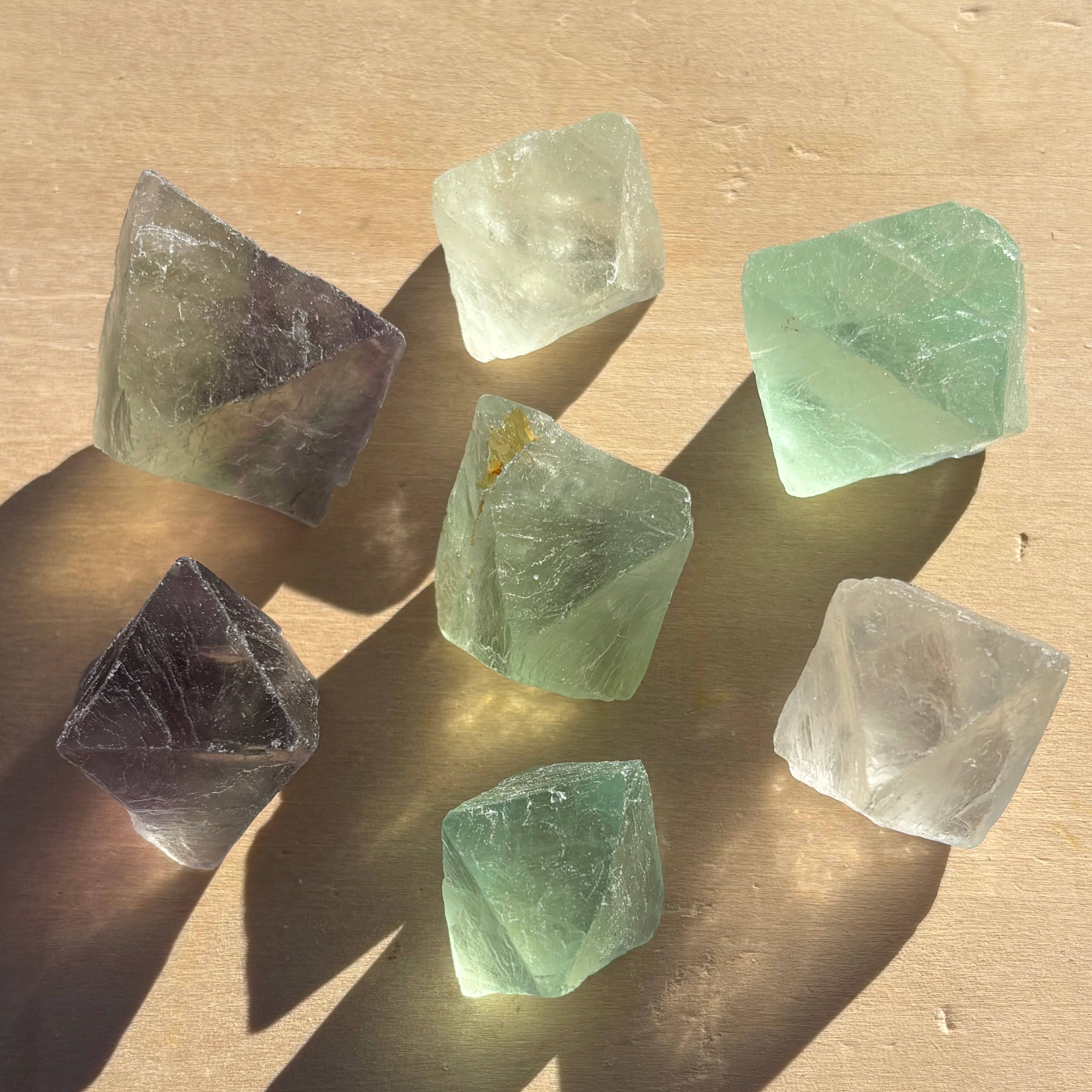 Multicolored Fluorite Crystals, Kit of 7