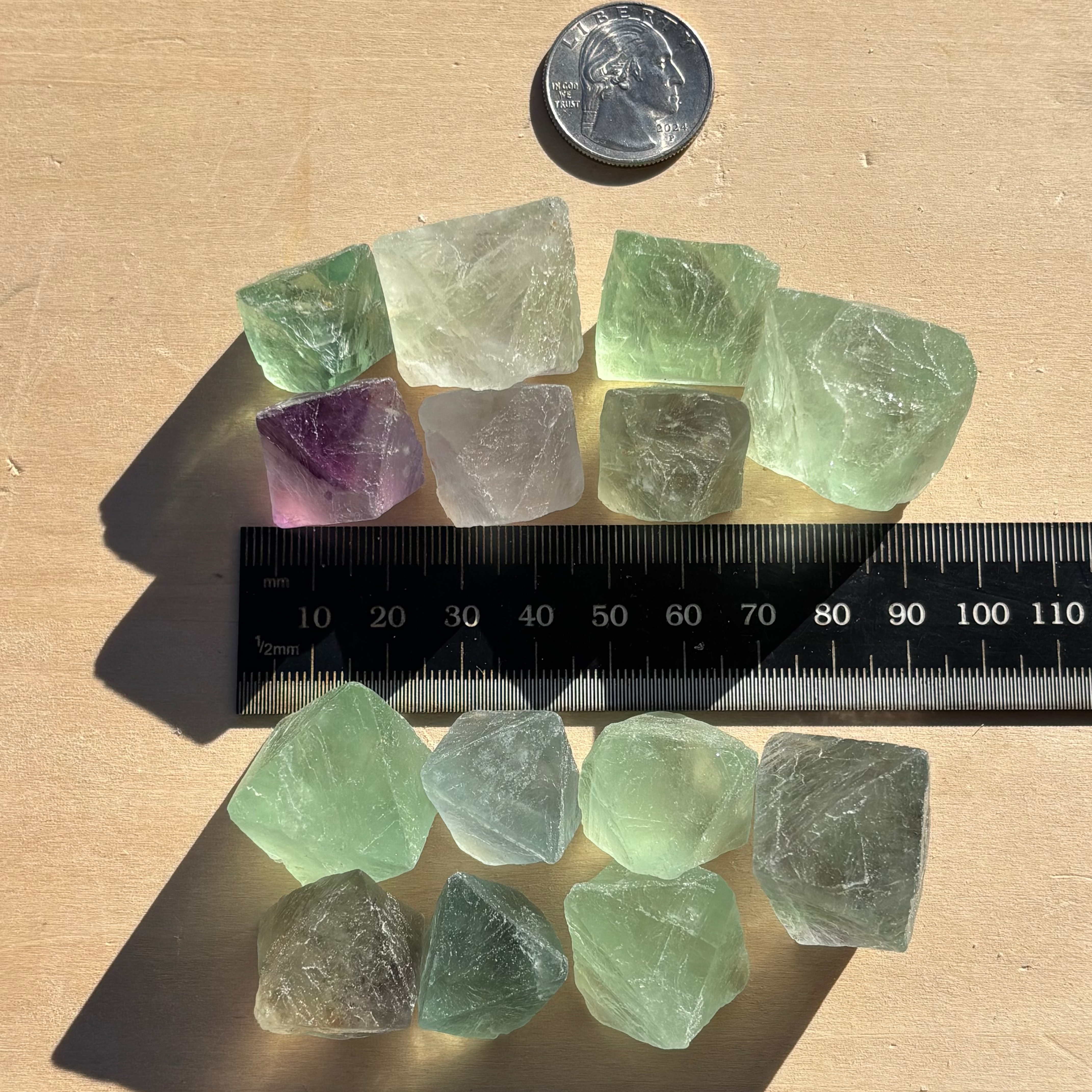 Multicolored Fluorite Crystals, Kit of 7