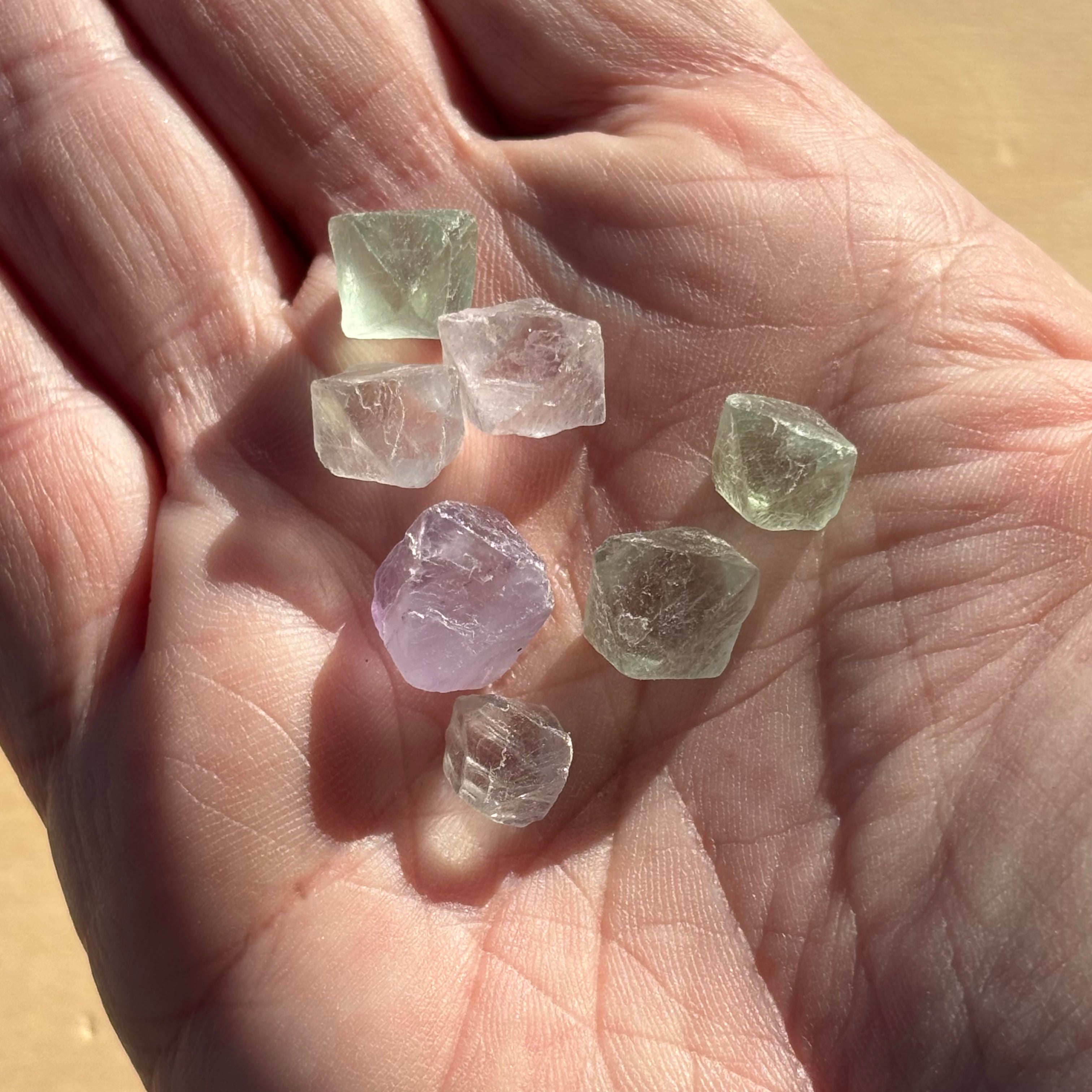 Multicolored Fluorite Crystals, Kit of 7