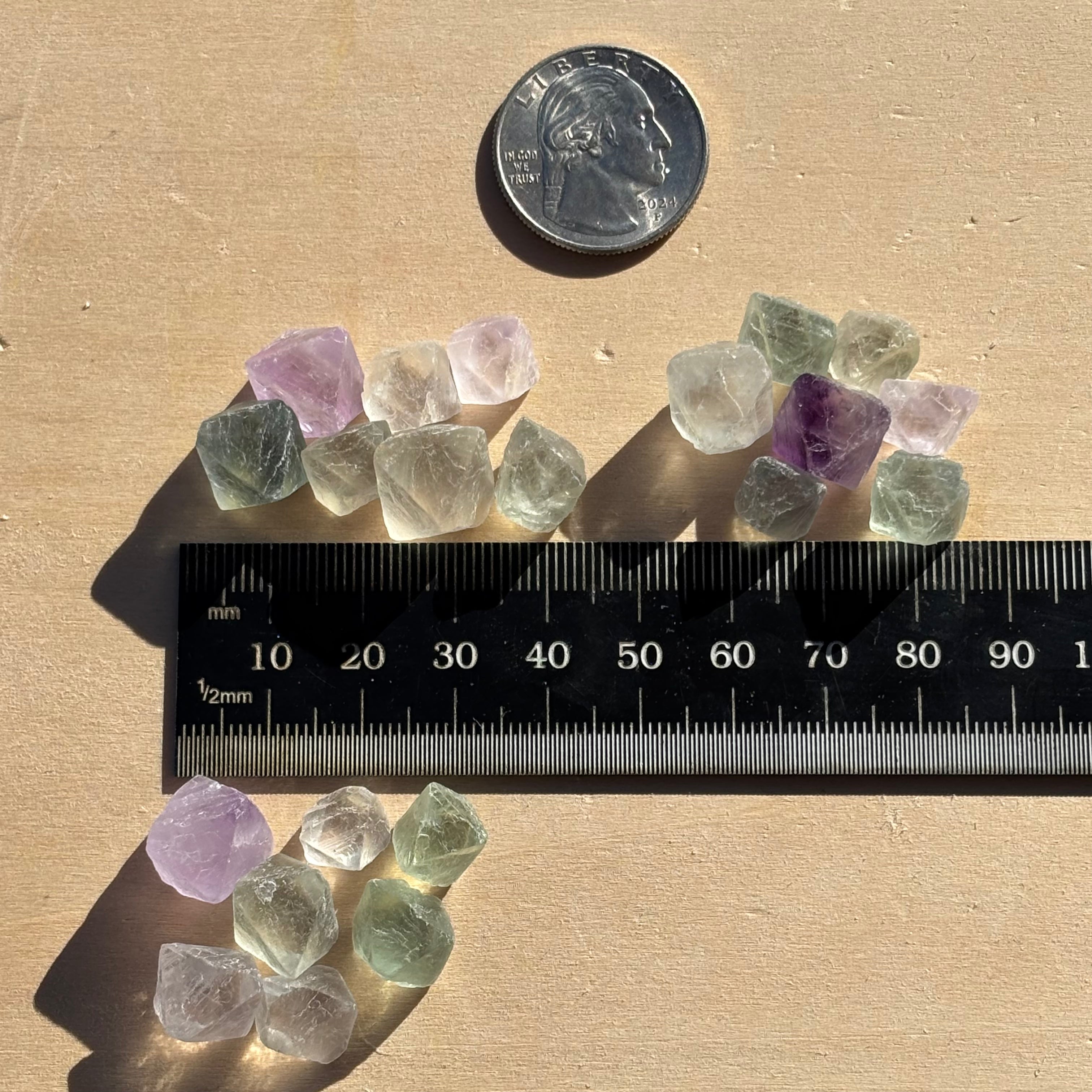 Multicolored Fluorite Crystals, Kit of 7