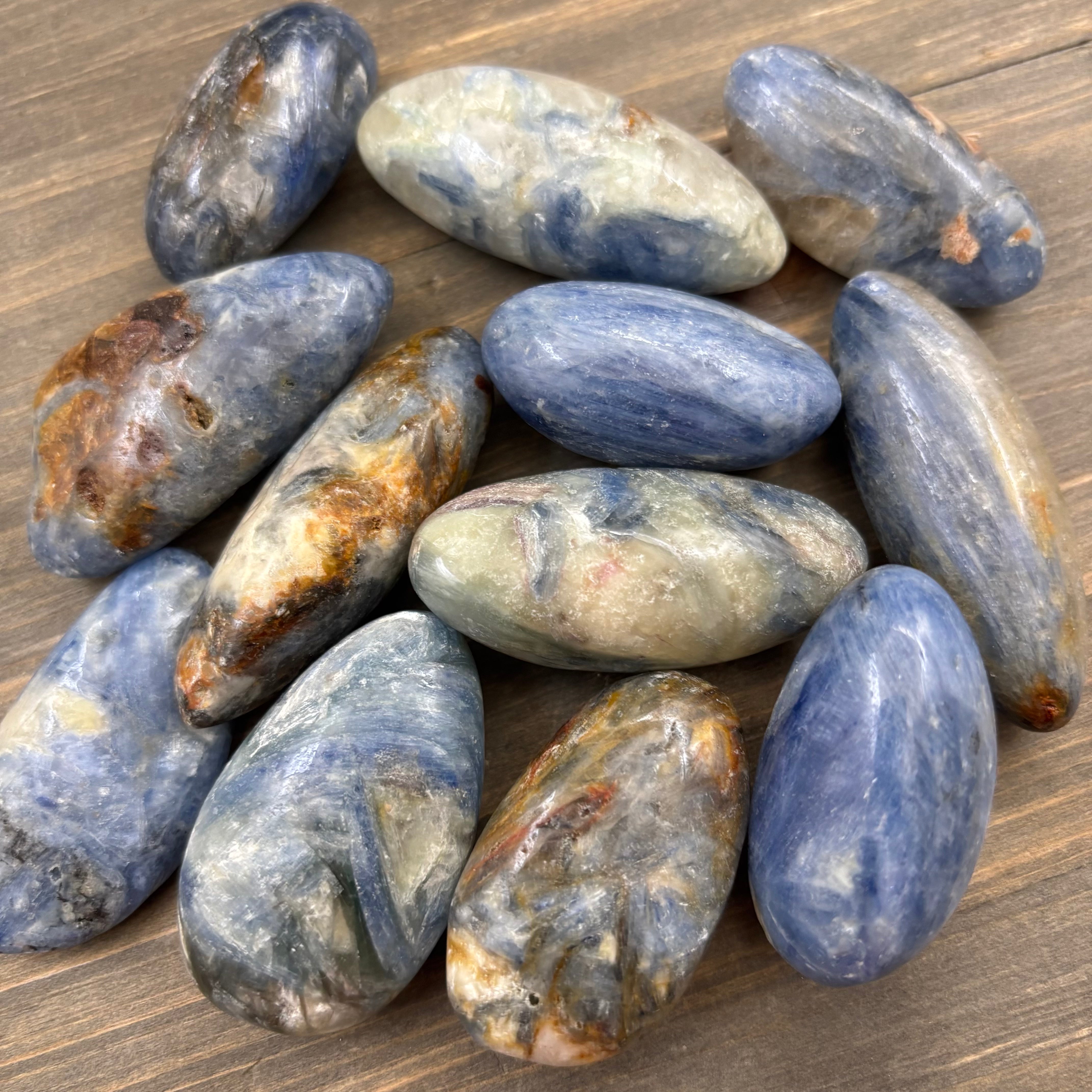 Blue Kyanite in Quartz Oval Polished Pair