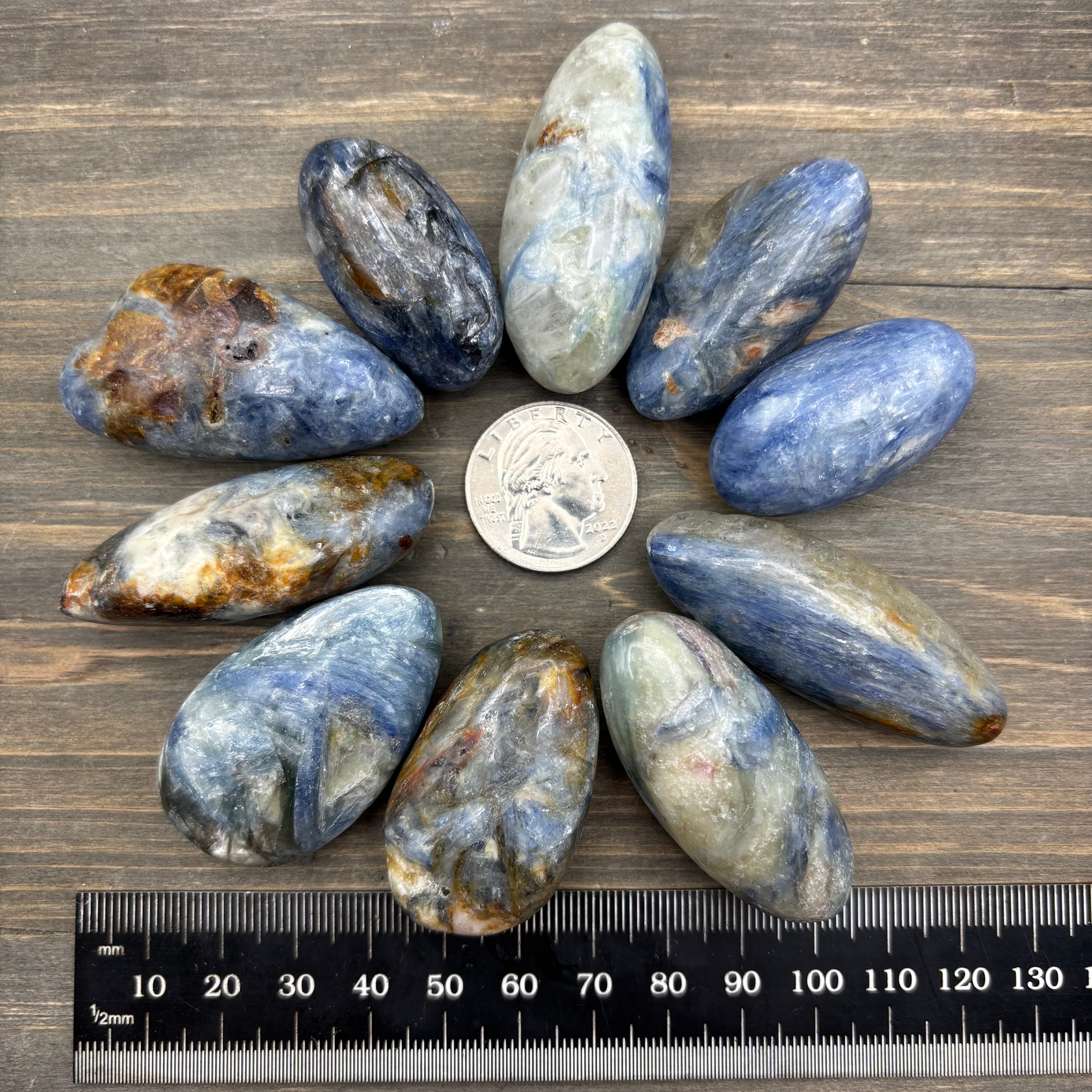 Blue Kyanite in Quartz Oval Polished Pair