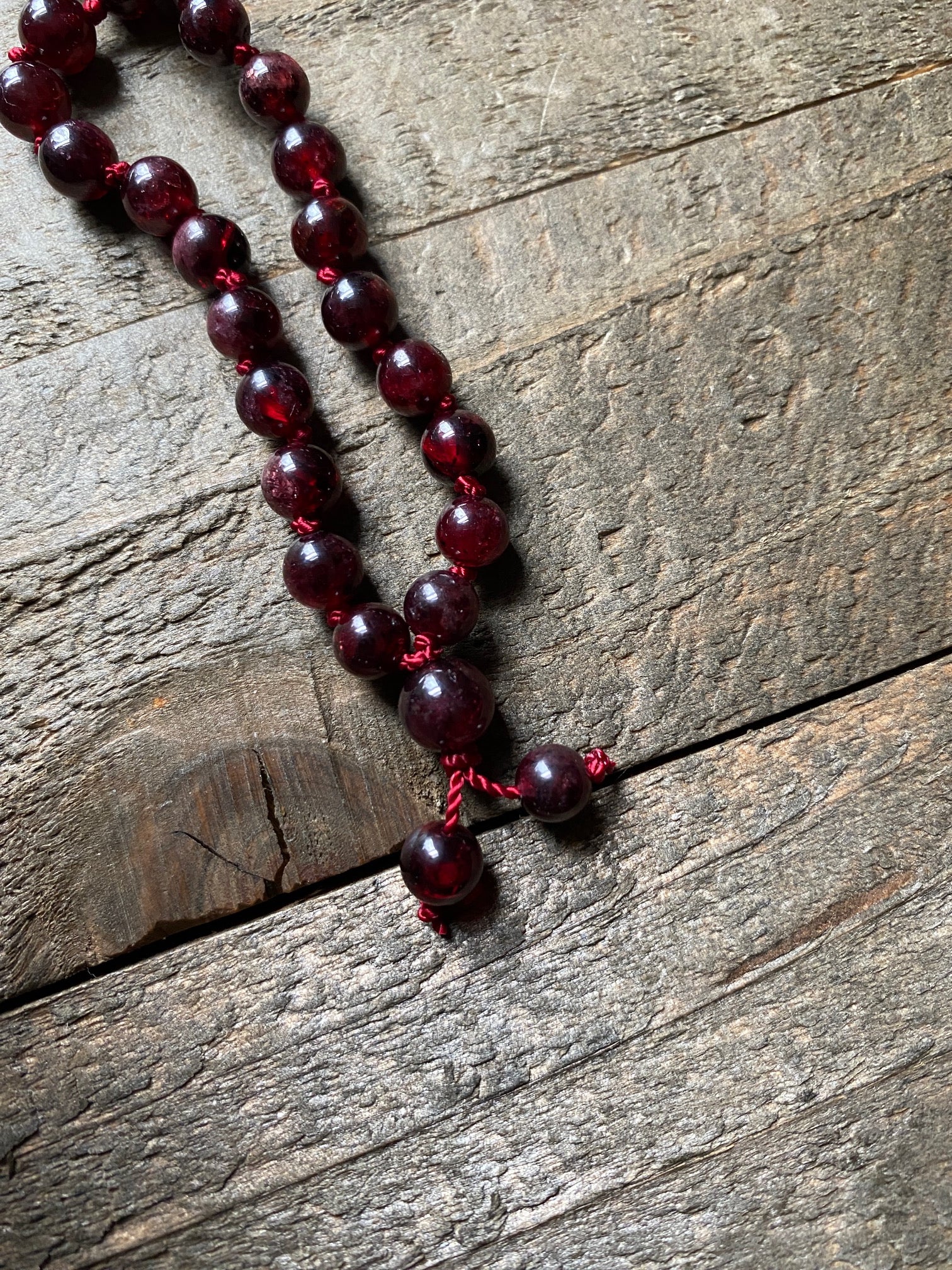 Garnet Hand Knotted Necklace by Moontree Adornment