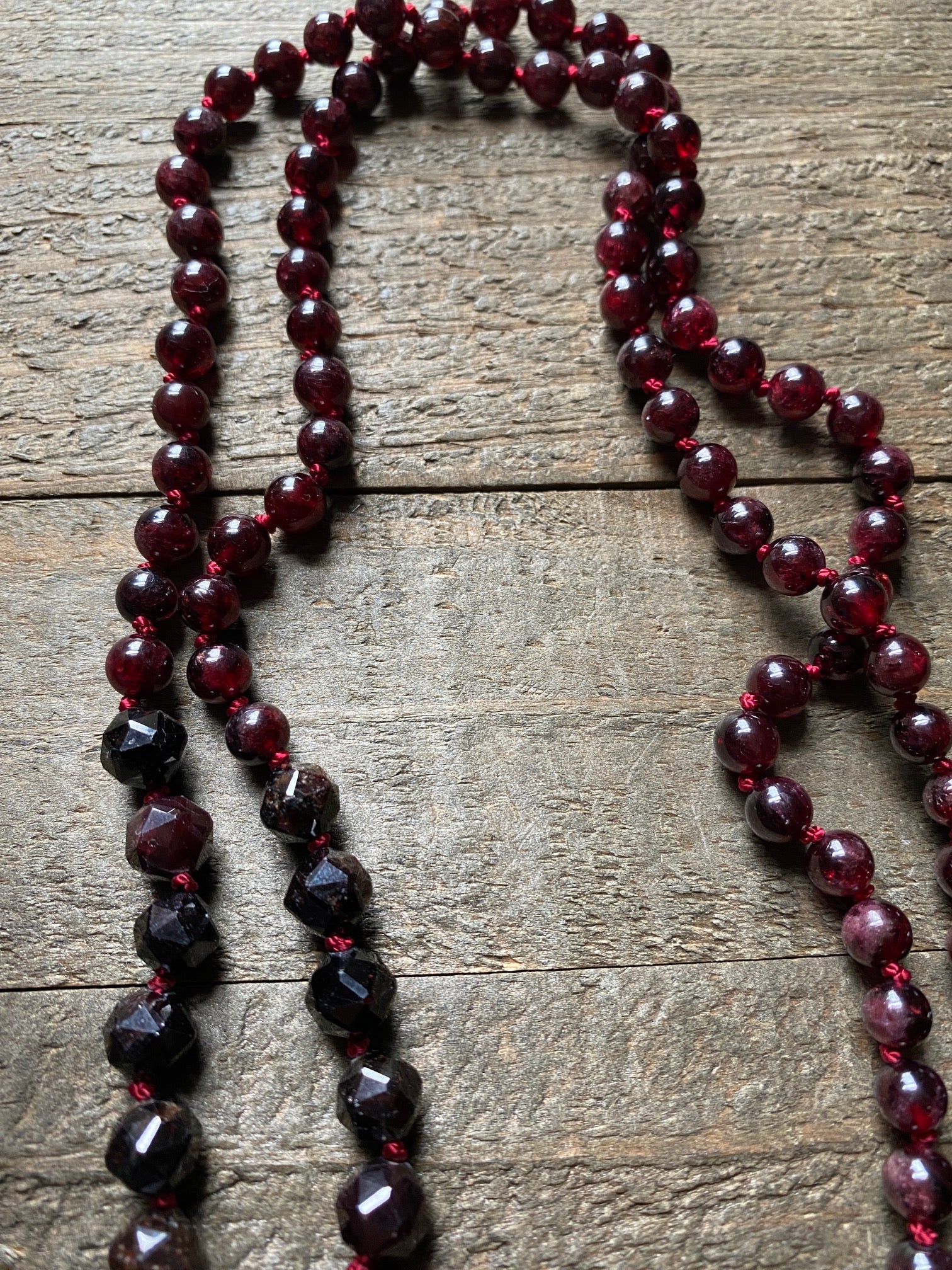 Garnet Hand Knotted Necklace by Moontree Adornment