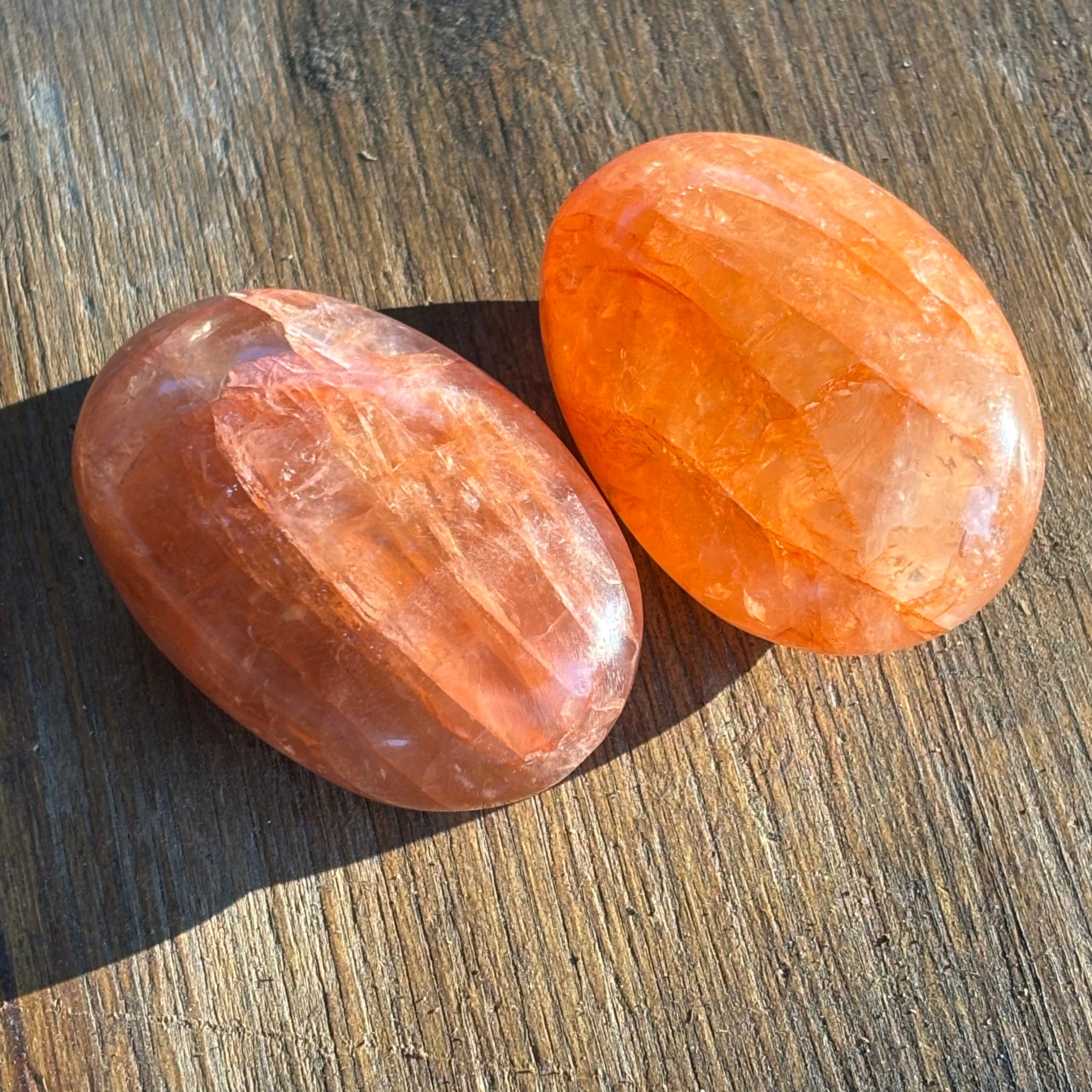 Hematoid Quartz Palm Pair