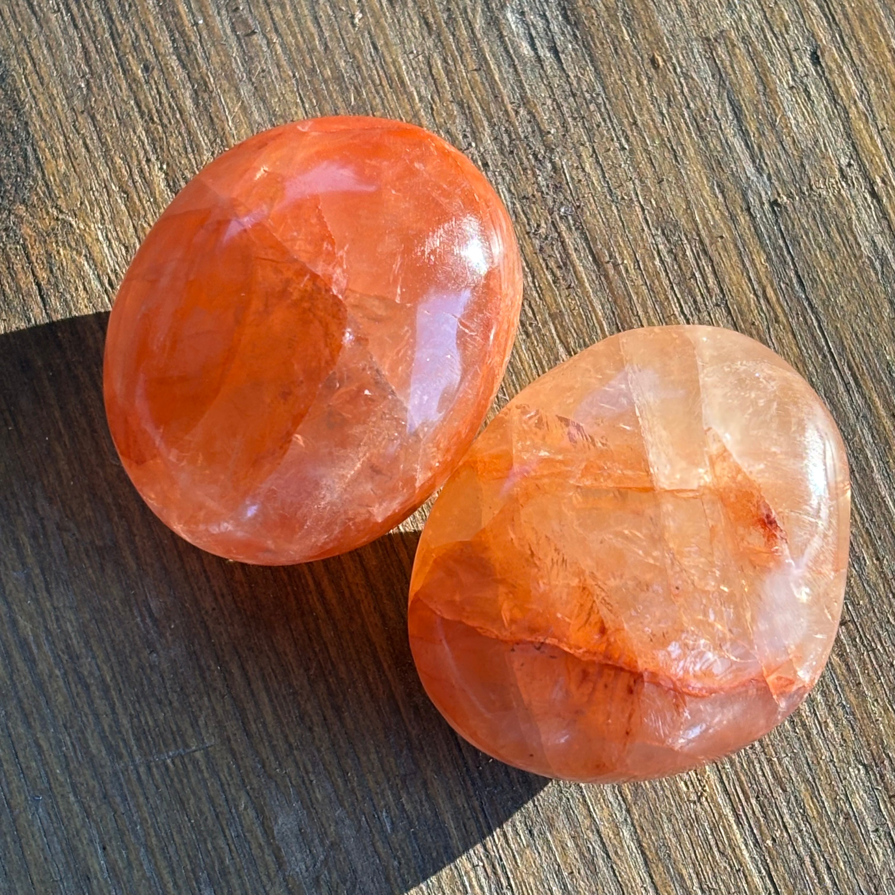 Hematoid Quartz Palm Pair