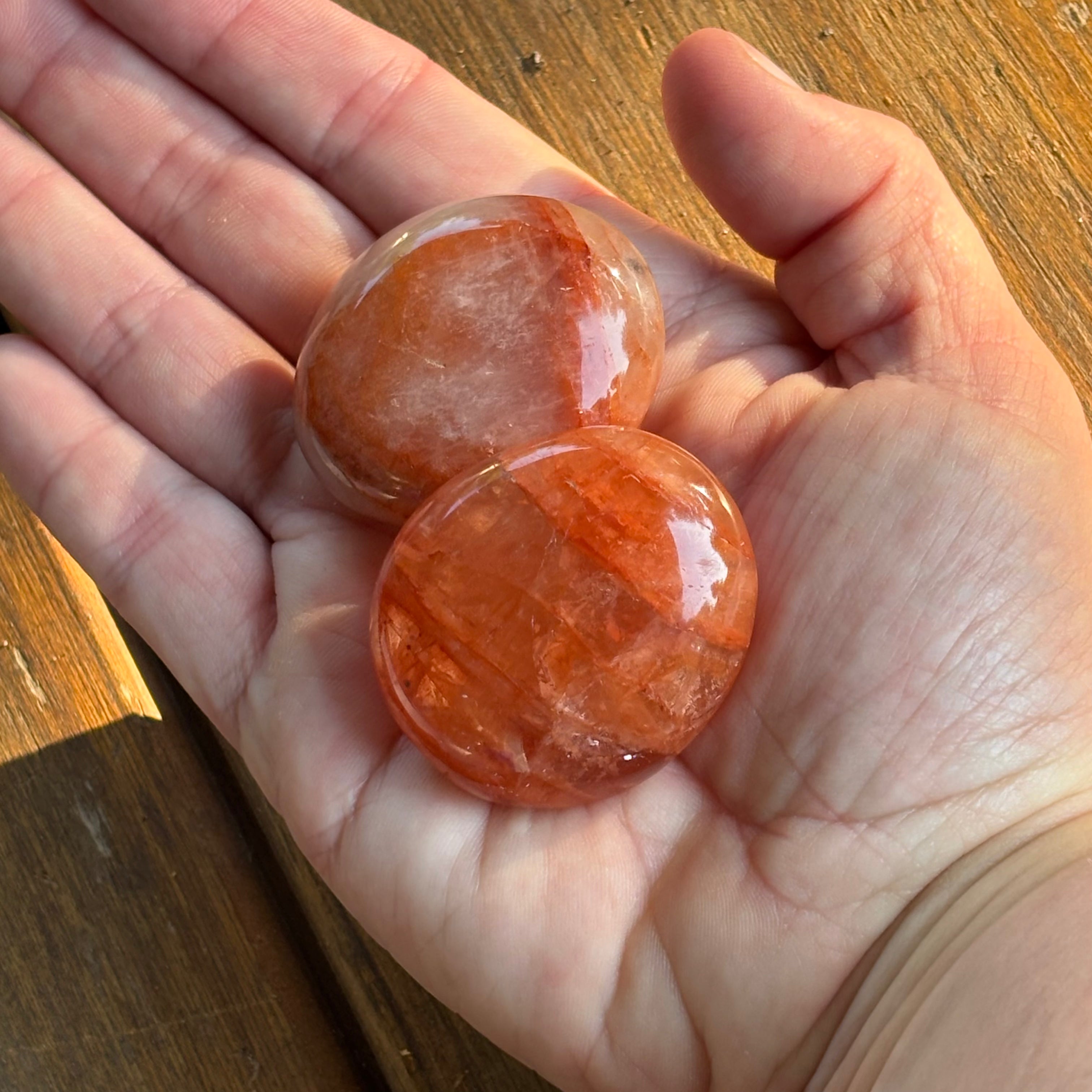 Hematoid Quartz Palm Pair