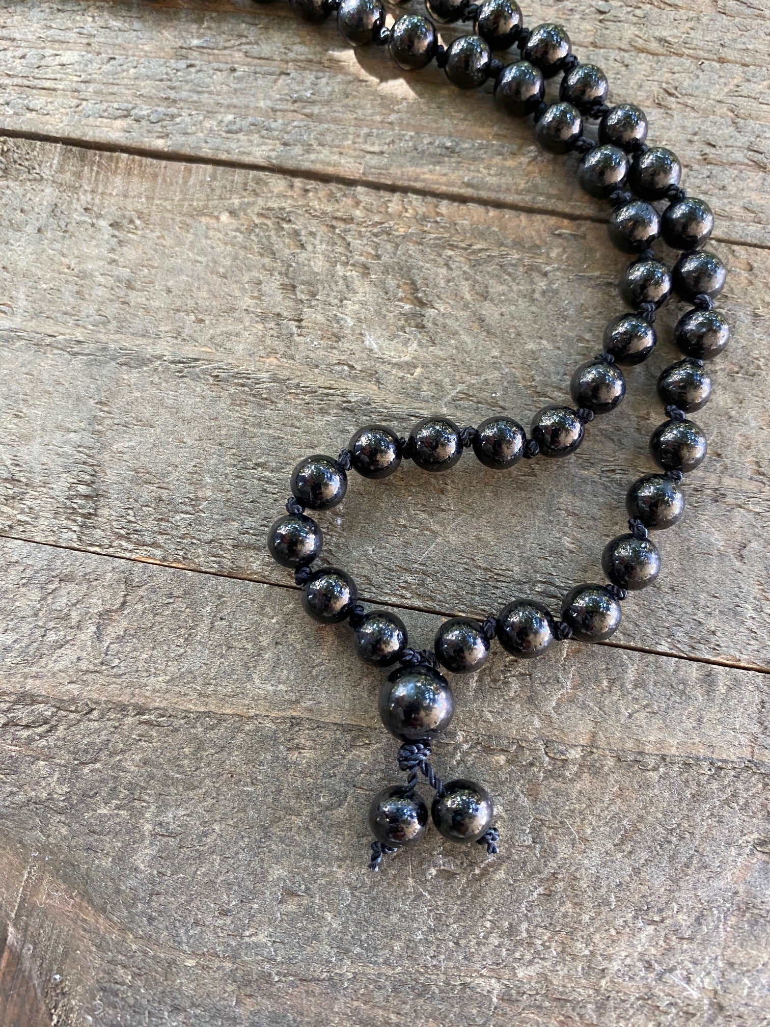 Jet Hand Knotted Necklace by Moontree Adornment