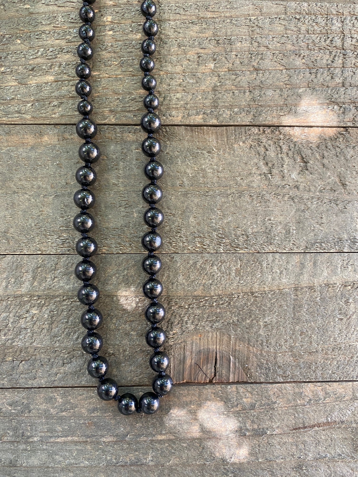 Jet Hand Knotted Necklace by Moontree Adornment
