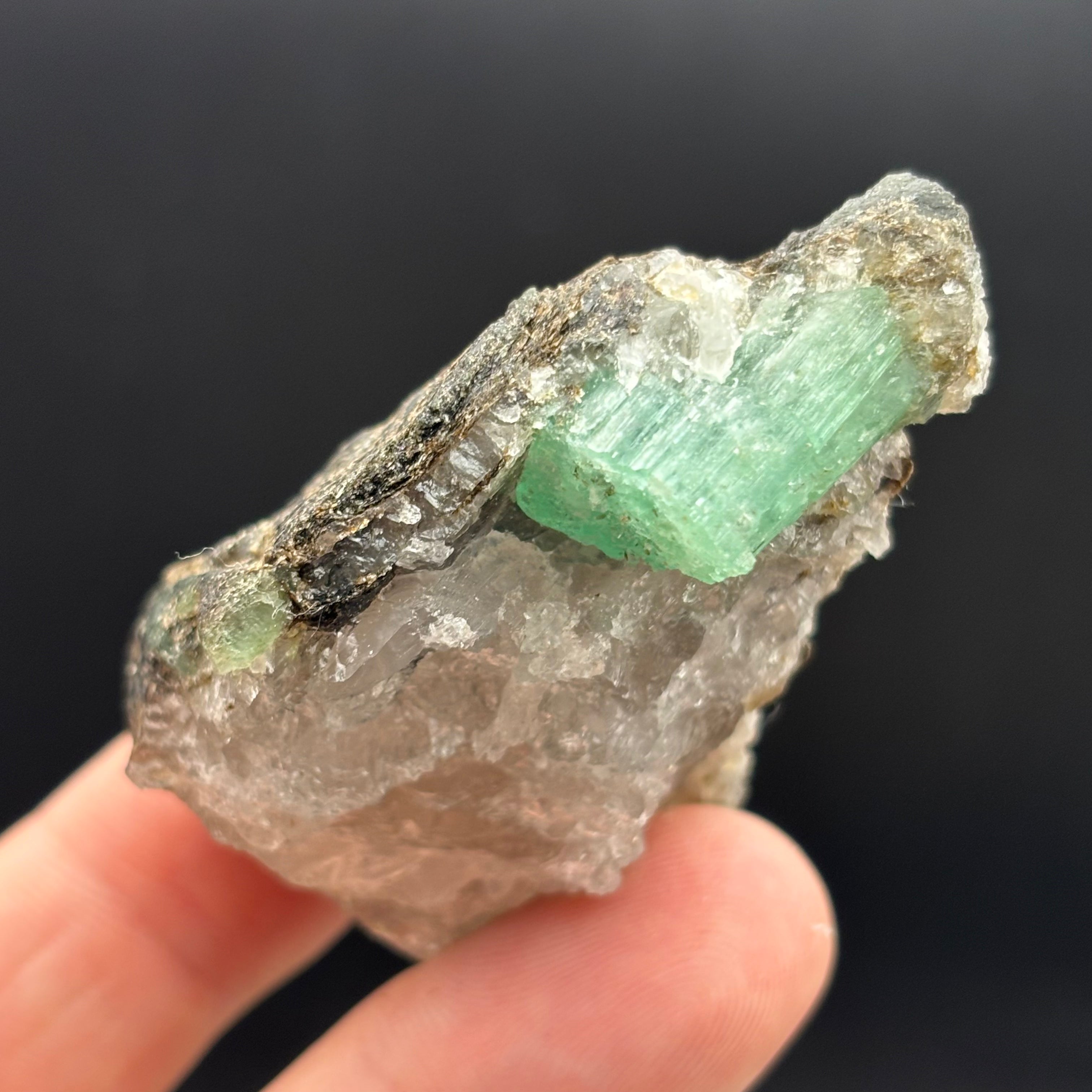 Emerald with Biotite and Quartz - 128