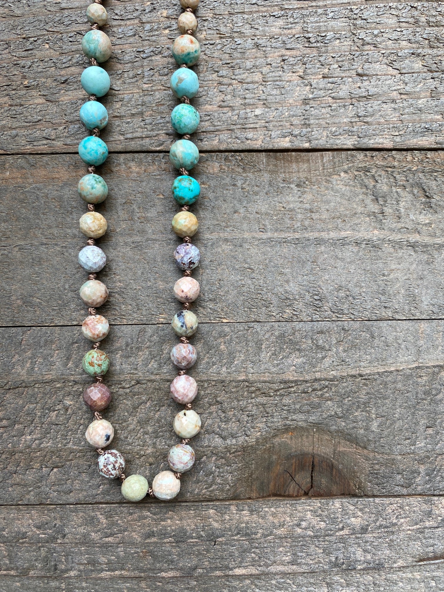 Peruvian Turquoise Hand Knotted Necklace by Moontree Adornment
