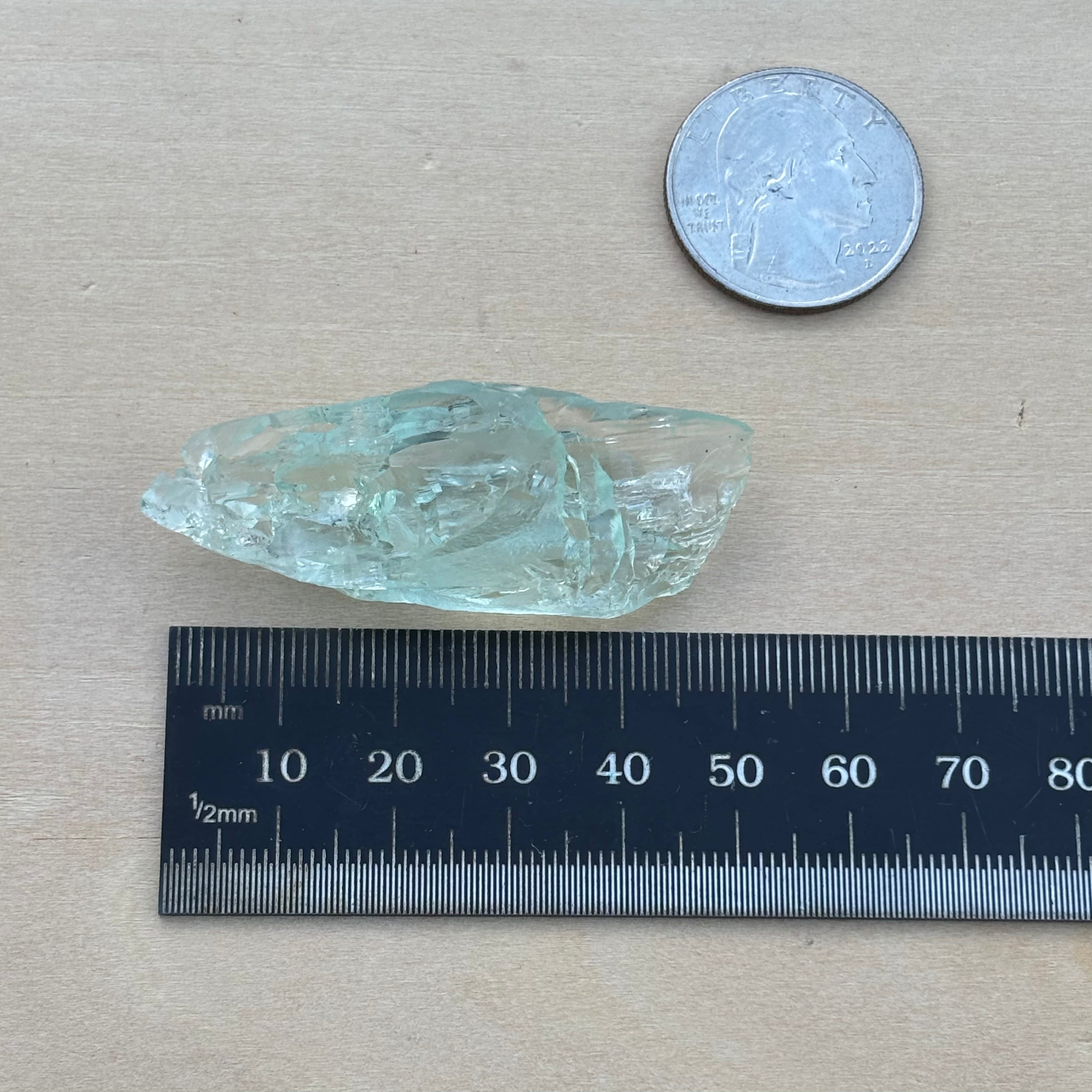 Etched Aquamarine Gem Crystal - 037