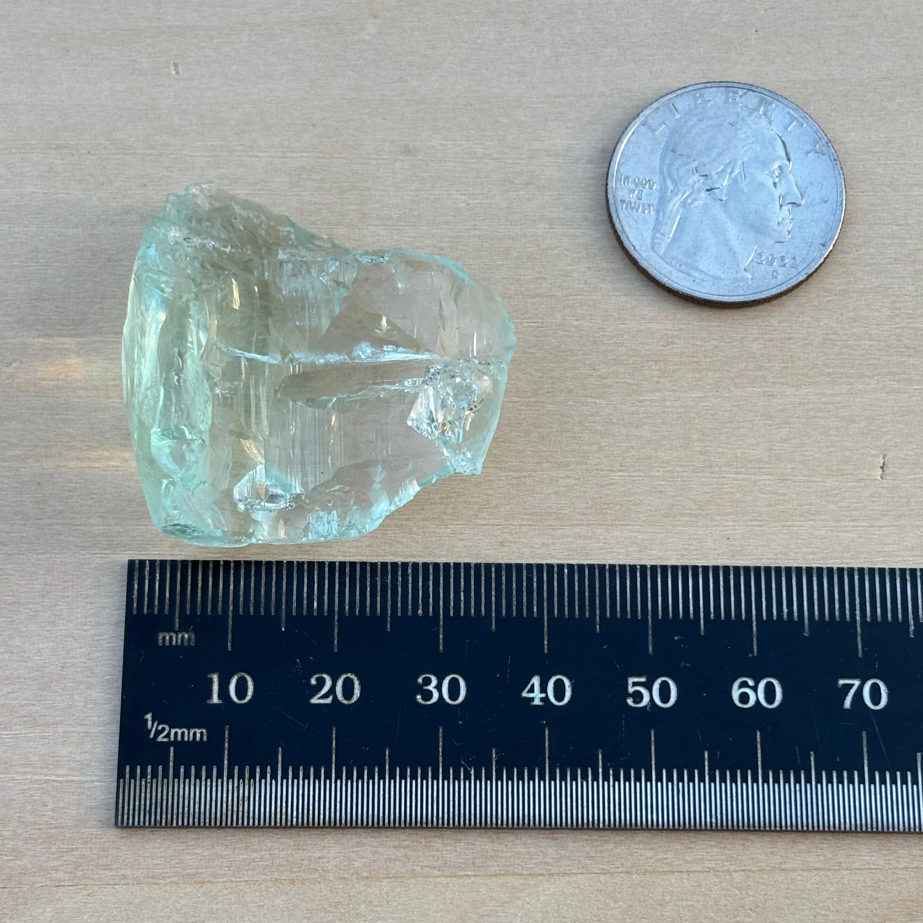 Etched Aquamarine Gem Crystal - 019