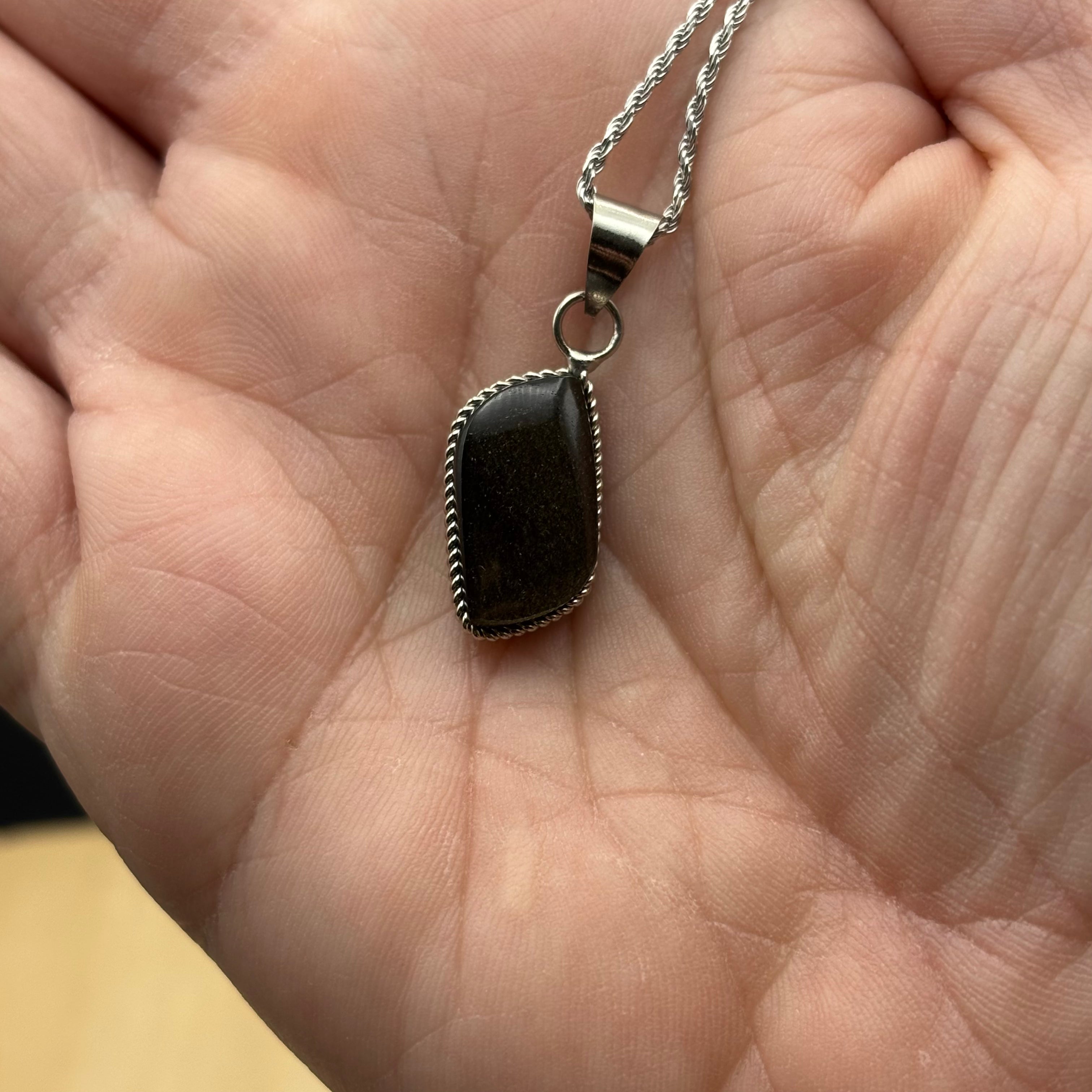 Gold Sheen Obsidian Necklace
