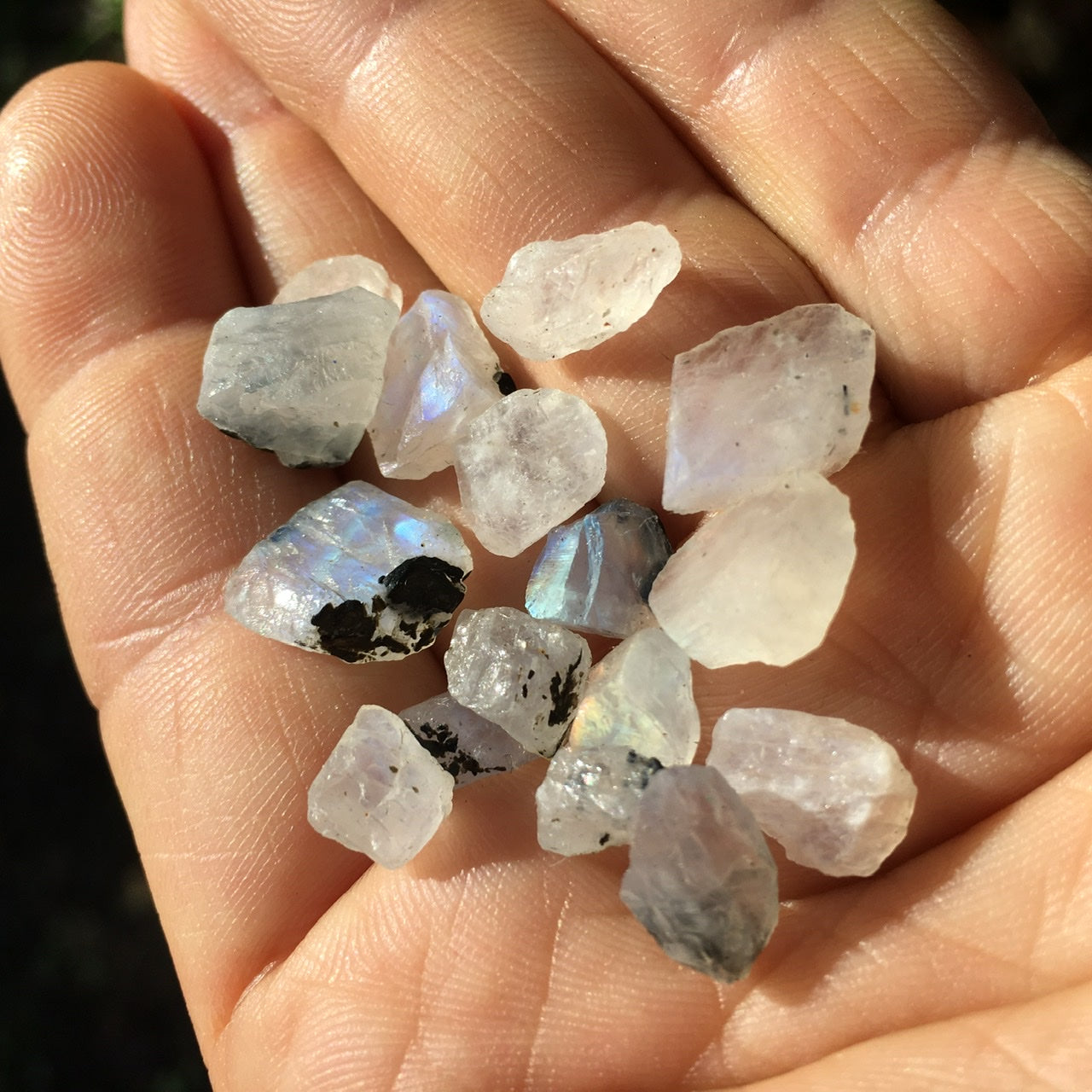 Rainbow Moonstone Crystal Point Pair