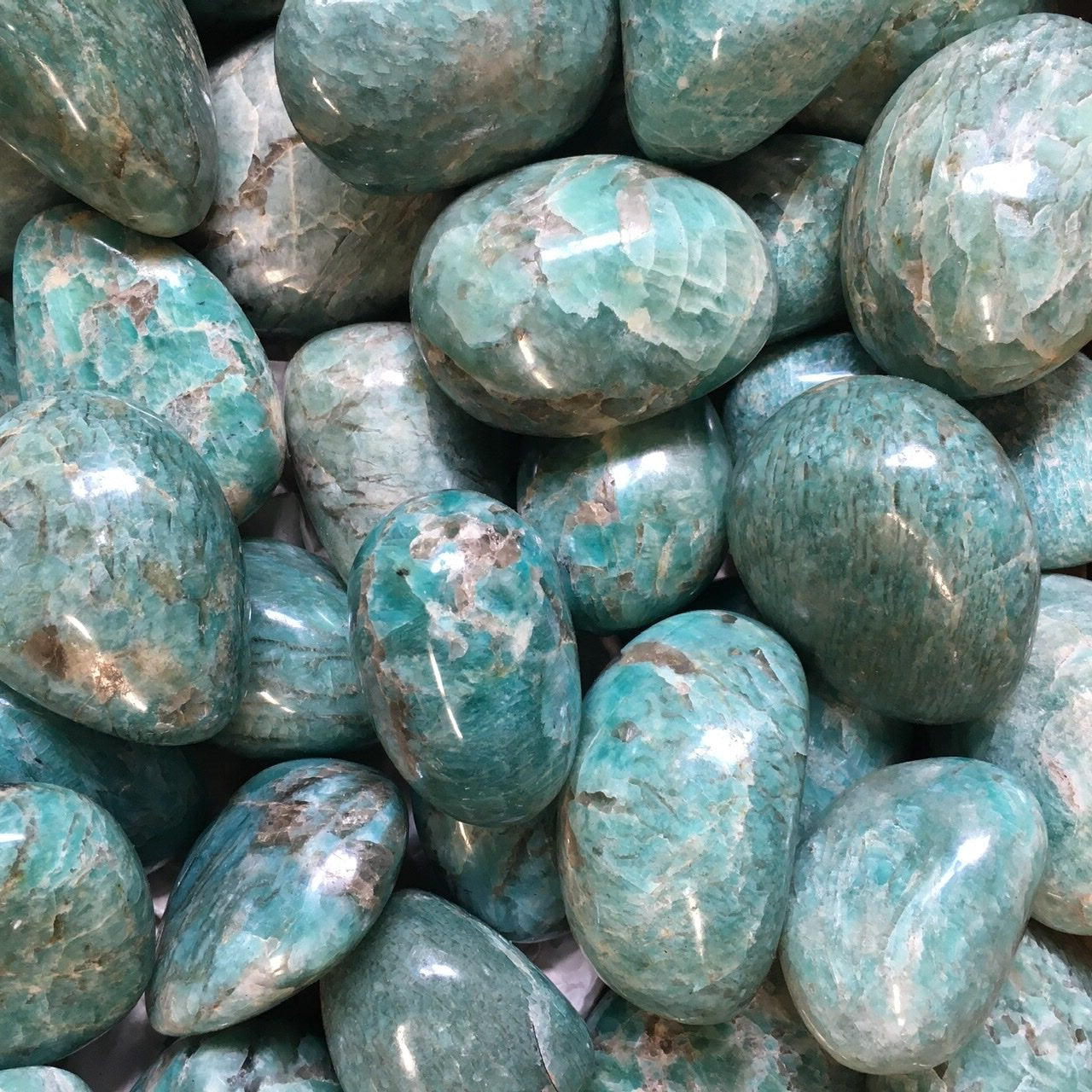 Amazonite Palm Stone Pair